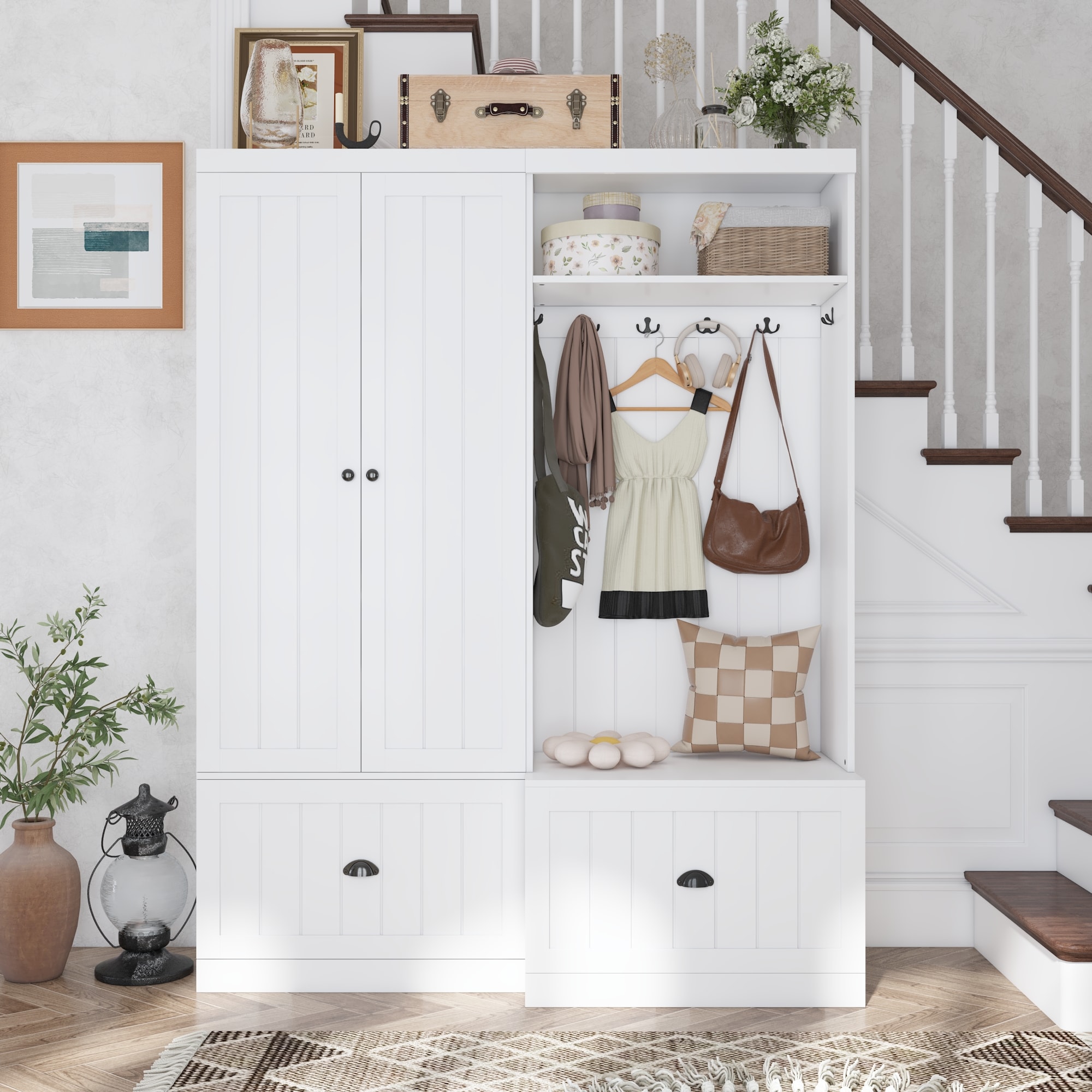 Homsee Hall Tree Set with Strong Storage and Metal Hooks Featuring 6 ...