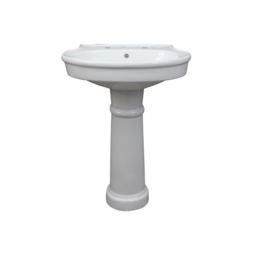 Barclay 3-2066WH Brendon pedestal lavatory White Vitreous China Modern Pedestal Sink Combo (20.87-in x 24.75-in x 34-in)