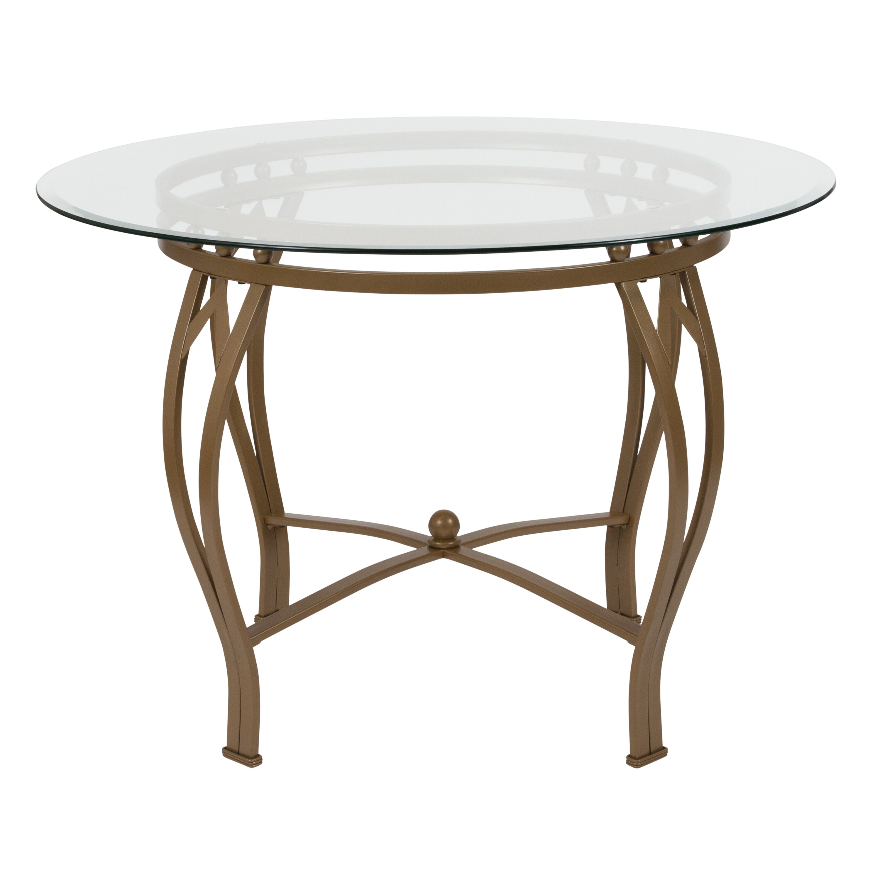 Elegant 42" Round Glass Dining Table with Ornamental Base