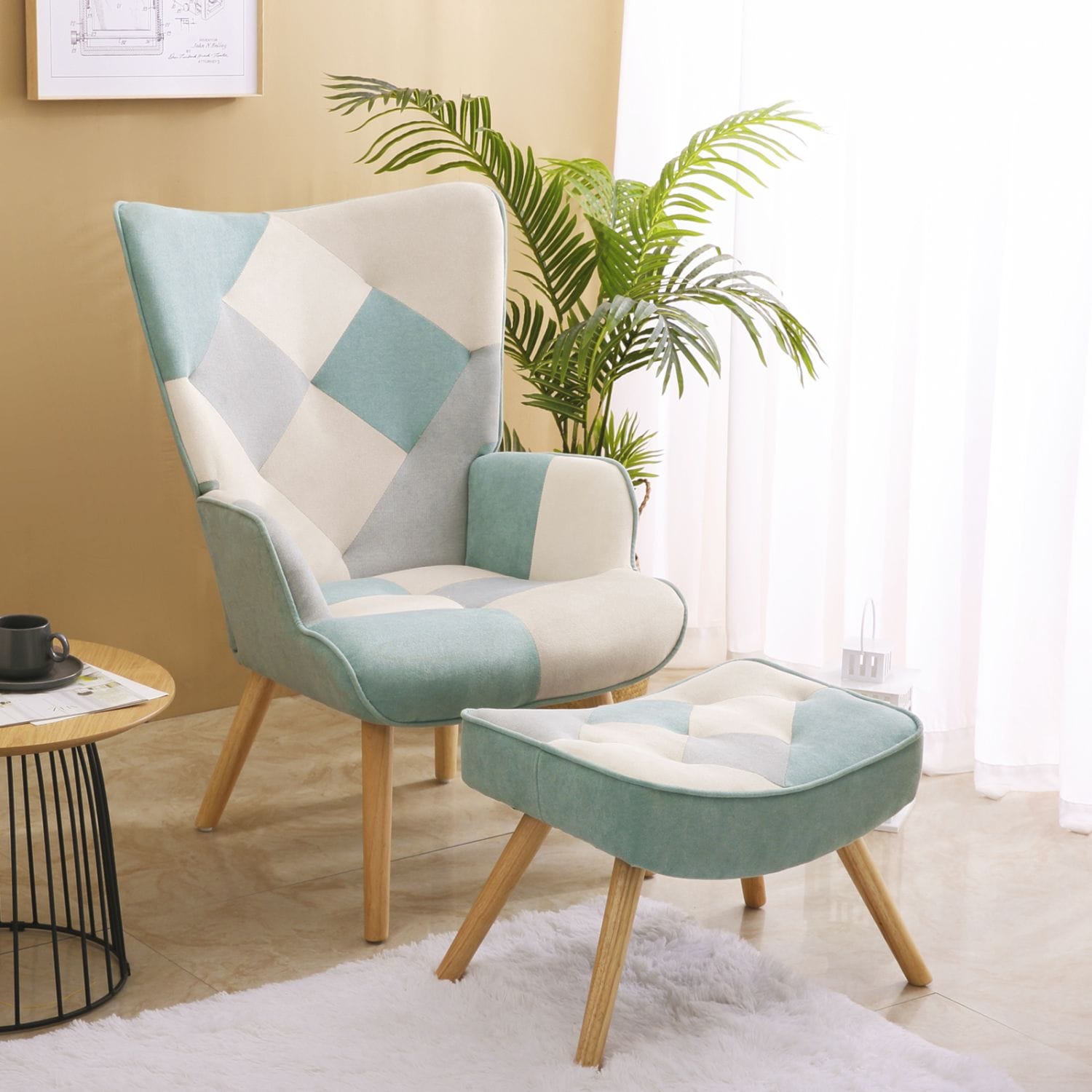 JASMODER W109550437 26.77-in Modern Blue Sofa