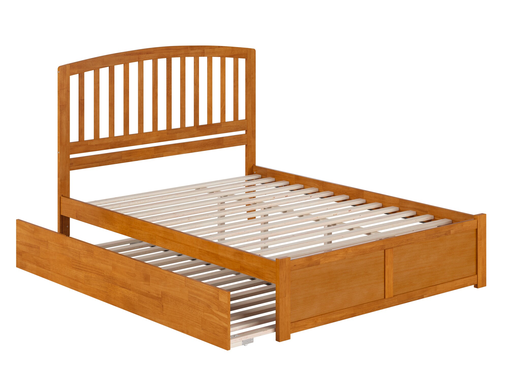 Light Toffee Queen Wood Platform Bed with Slatted Headboard
