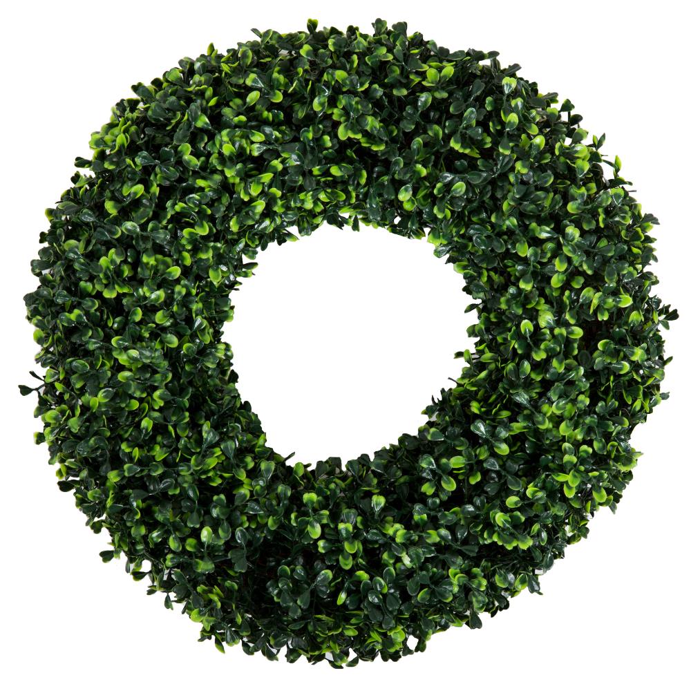 16.5-Inch UV Resistant Artificial Boxwood Wreath for All Seasons