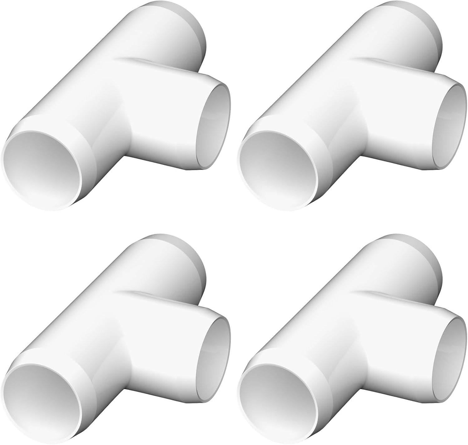 1 Inch 3 Way Tee PVC Fittings 4 Pack Furniture Grade for DIY Frames UV Resistant Compatible with Schedule 40 PVC