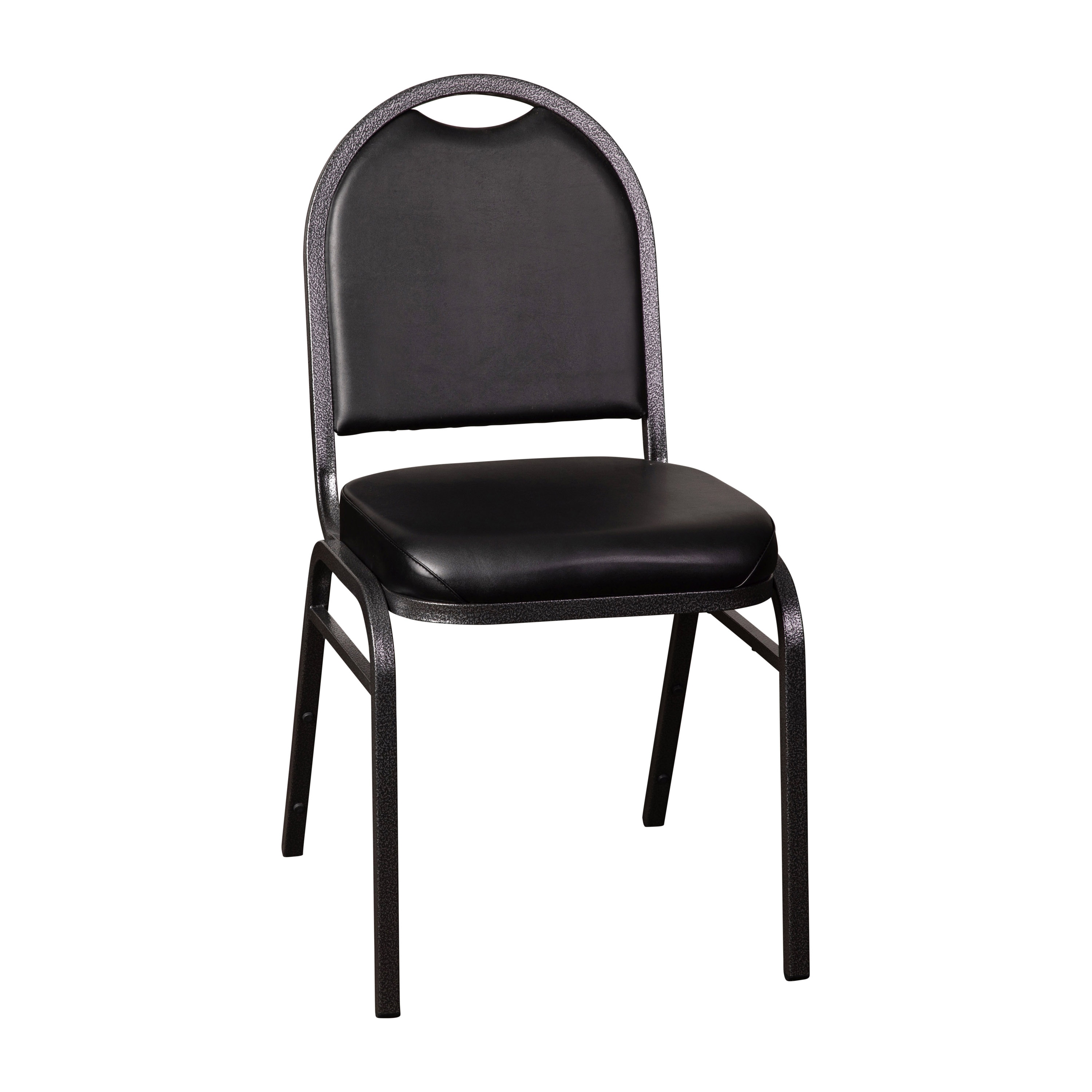 Flash Furniture 196861025730 HERCULES Series Commercial Grade 500 LB. Capacity Dome Back Stacking Banquet Chair in Black Vinyl with Silver Vein Metal Frame