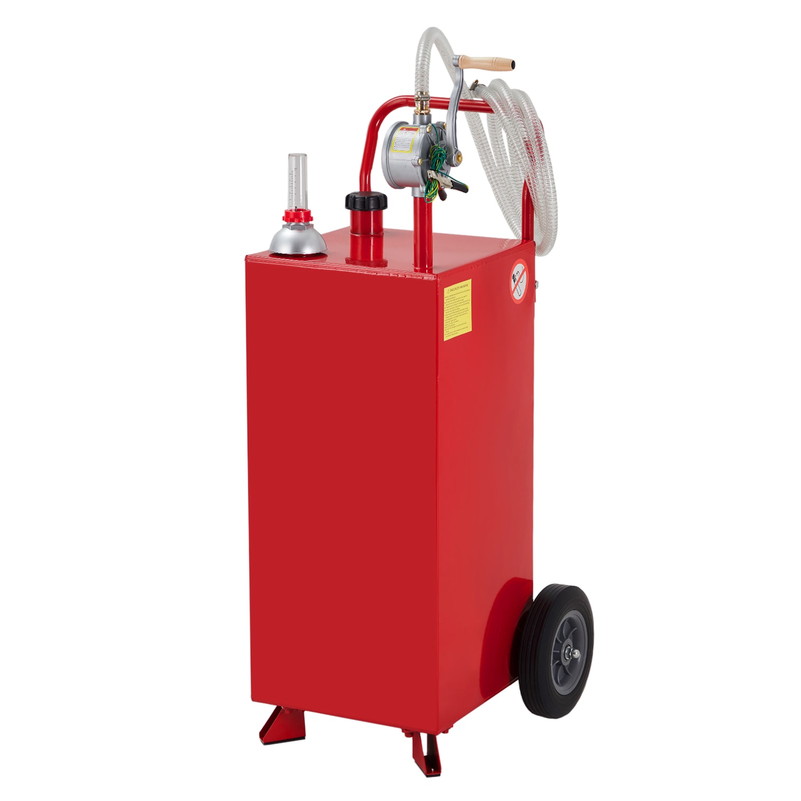 Garvee 35 Gallon Portable Fuel Caddy with Manual Transfer Pump and Wheels for Gasoline Storage Red