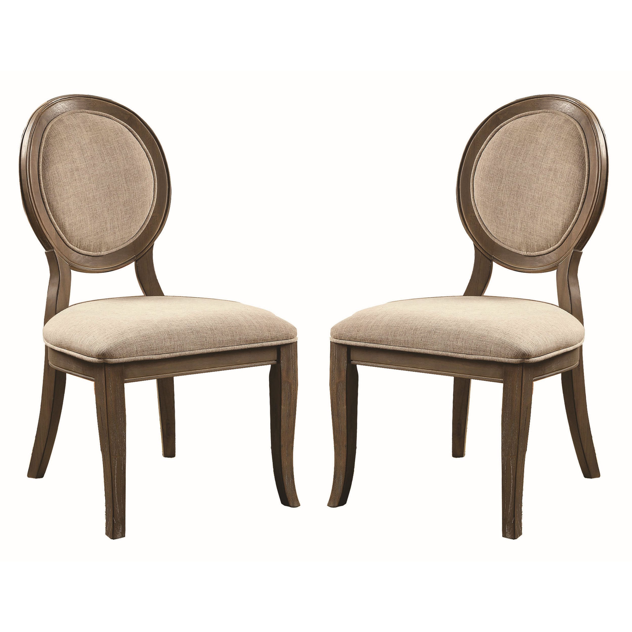 Benzara BM131975 2 Modern Brown and Beige Linen Accent Chair