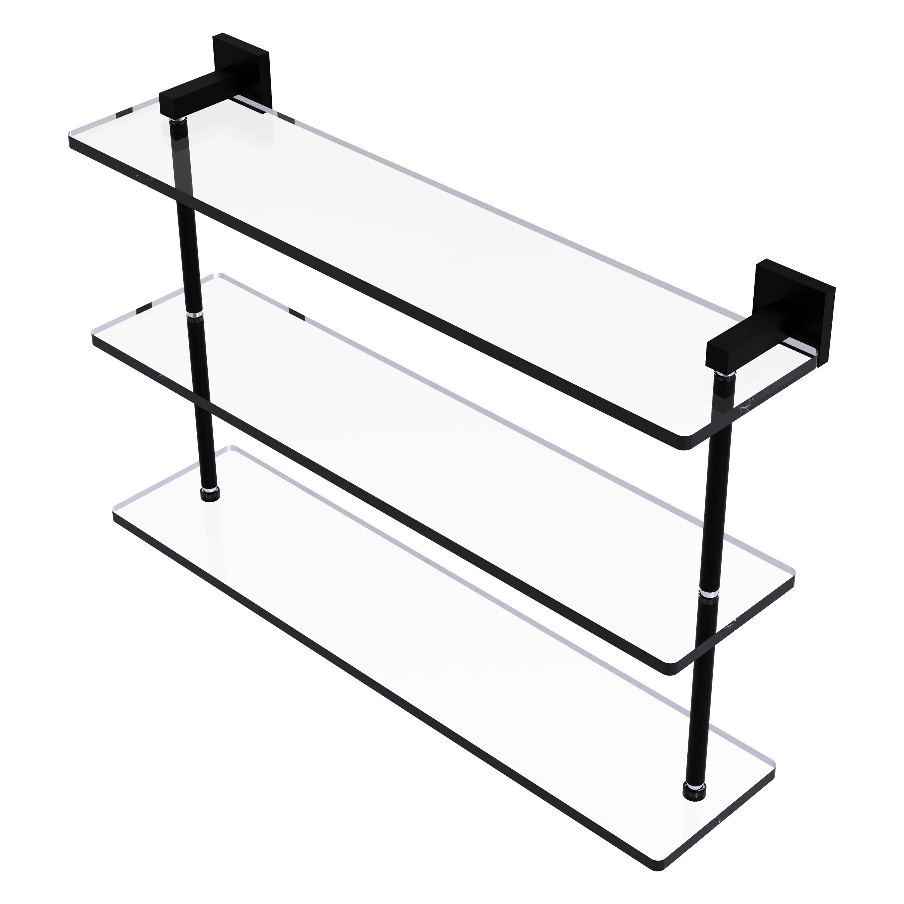 Allied Brass MT-5-22-BKM Montero Matte Black 3 -Tier Wall mount Bathroom Shelf ( 22-in x 14.9-in x 5-in )
