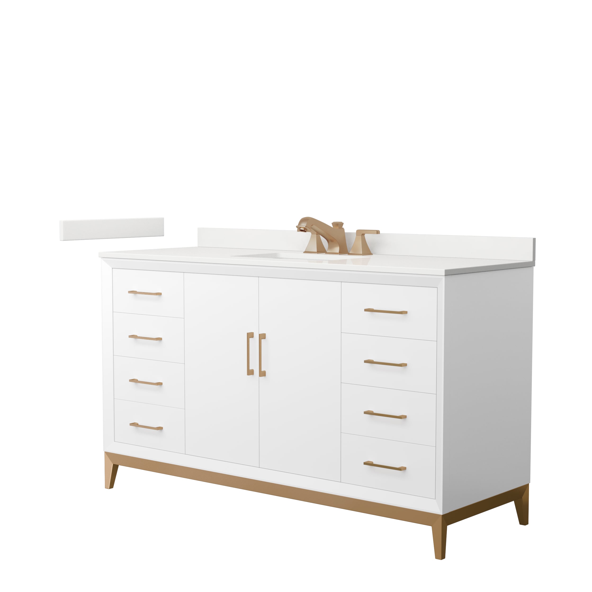 Wyndham Collection WCH818160SWZWQUS3MXX Amici 60-in White Undermount Single Sink Bathroom Vanity with White Quartz Top