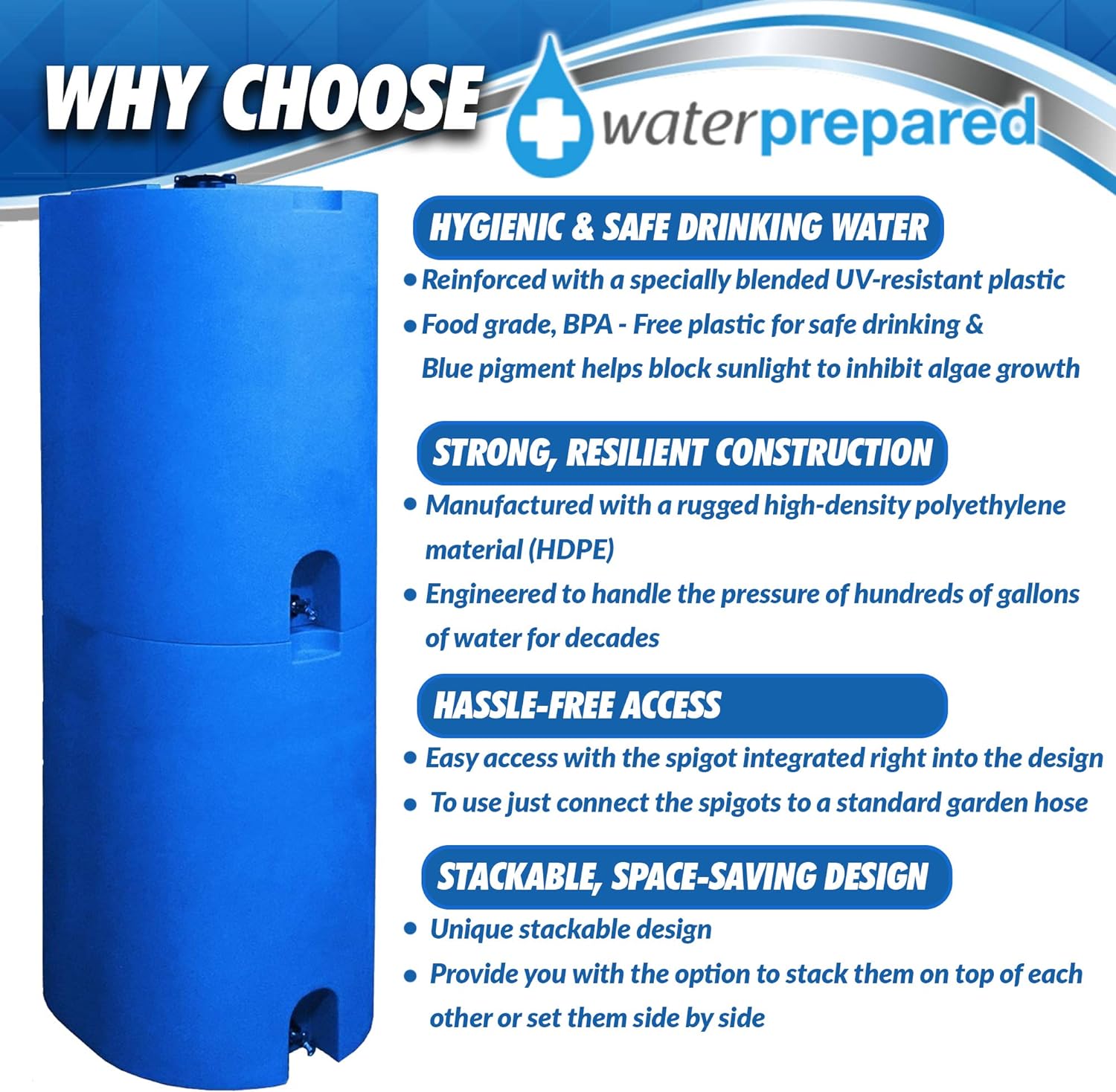 WaterPrepared WW-55 GAL BLUE Water-Storage - View #3