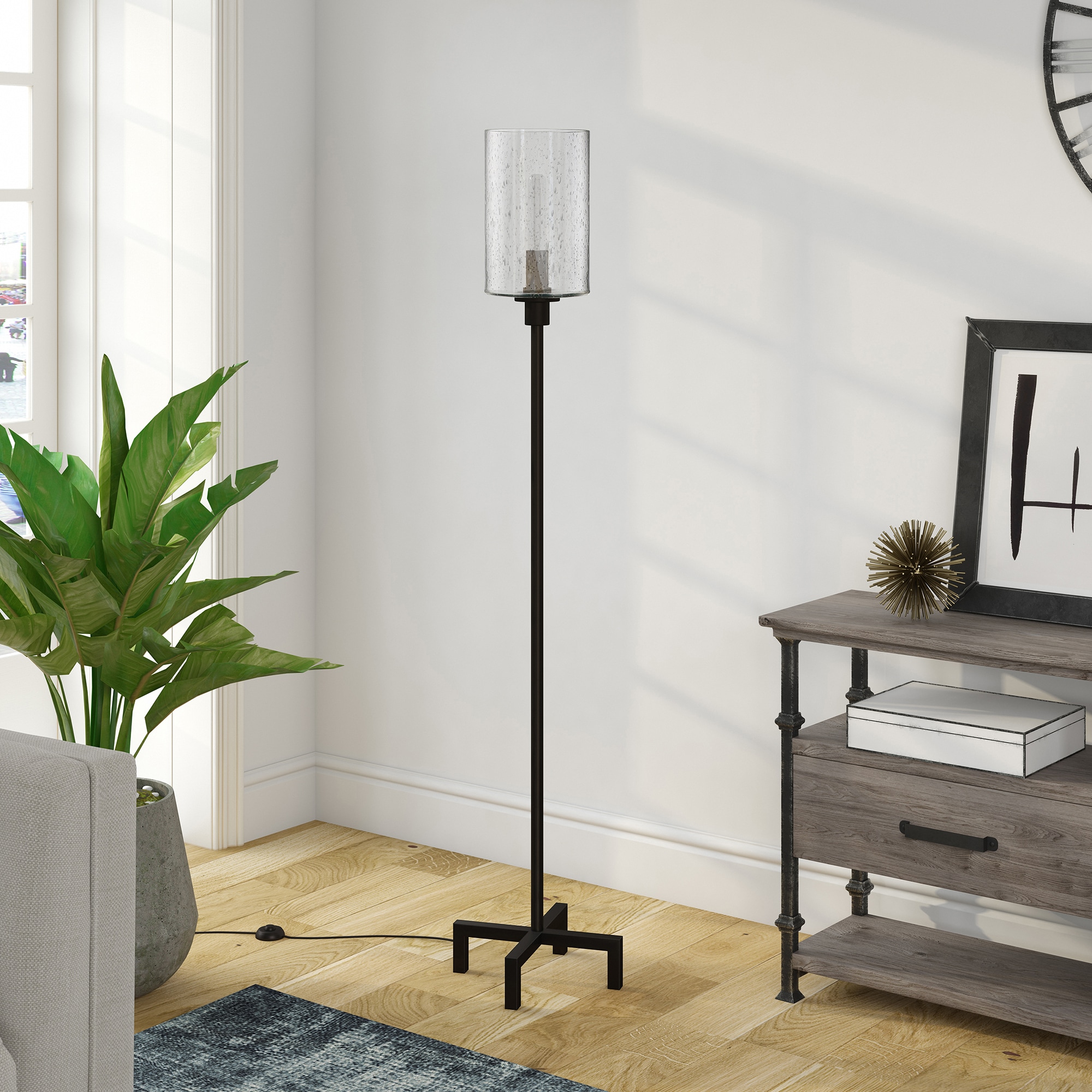 Hailey Home FL0011 Panos 66.25-in Blackened bronze Standard Floor Lamp with Metal Shade