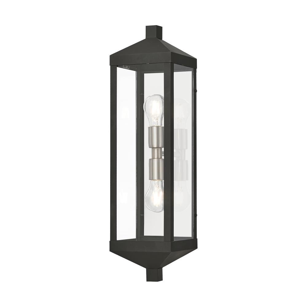 Livex Lighting 20583-04 Nyack 2 -Light 24-in H Matte Black Hardwired Outdoor Wall Light