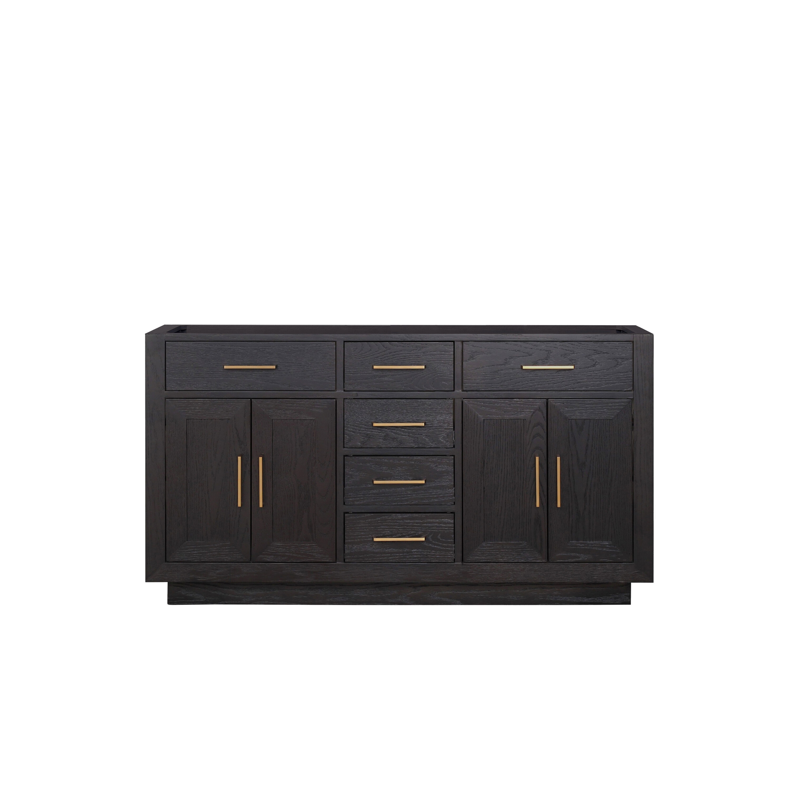 Lexora LVGI60DJ000 Gilroy 60-in Black Oak Bathroom Vanity Base Cabinet without Top