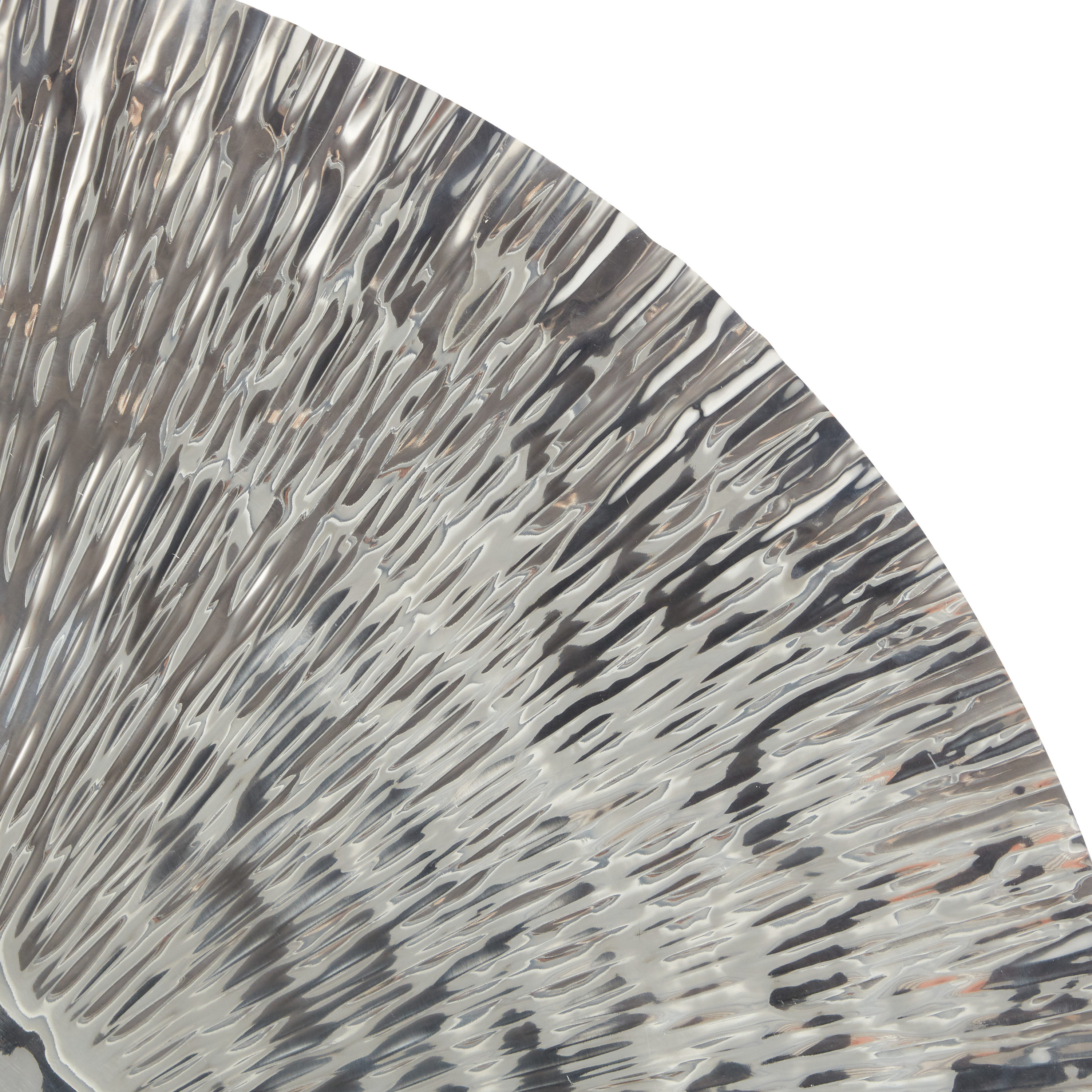 Silver Stainless Steel Circular Wall Sculpture with Hammered Design