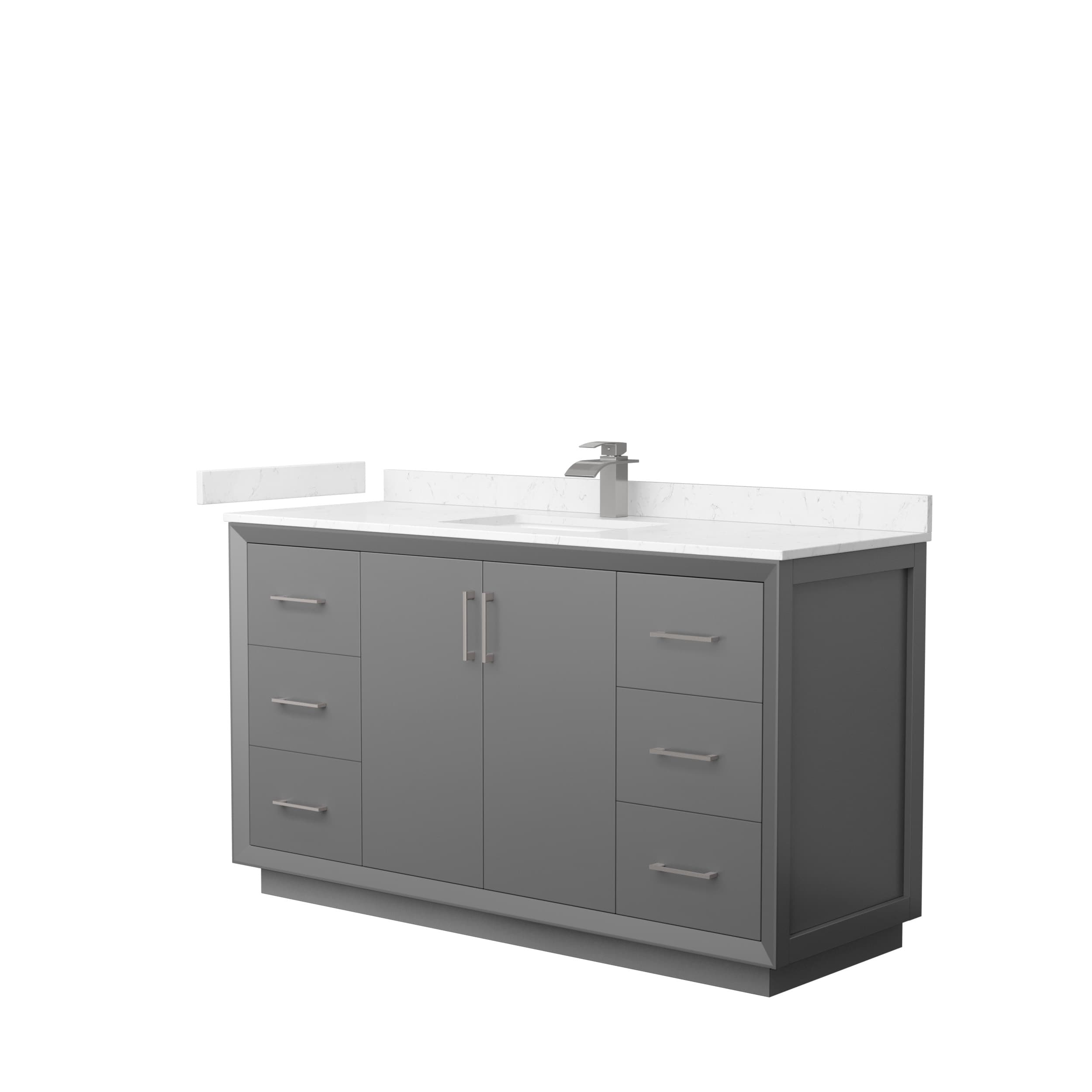 Wyndham Collection WCF414160SKGC2UNSMXX Strada 60-in Dark Gray with Brushed Nickel Trim Undermount Single sink Bathroom Vanity with Carrara cultured marble Cultured marble Top