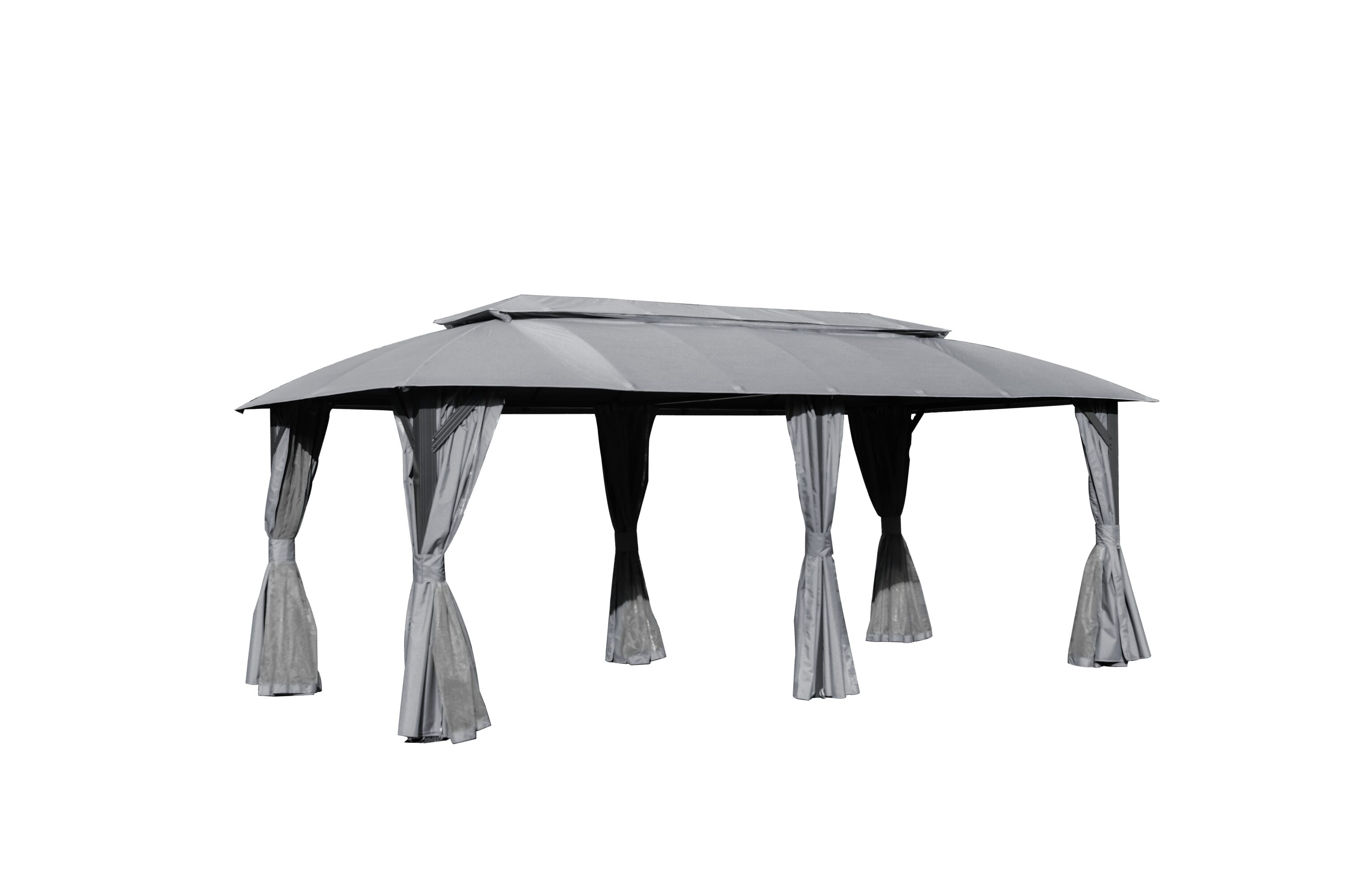 AAZJ JDU-270AAA 10-ft x 20-ft Gazebos Gray Gazebo with Soft Top Roof (Screen Included)