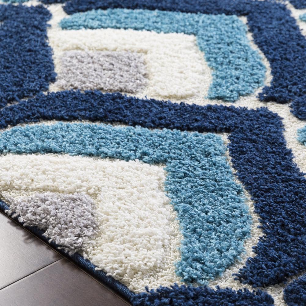 Surya Cut and Loop Shag 2 x 3 Navy Trellis Area Rug at Lowes.com