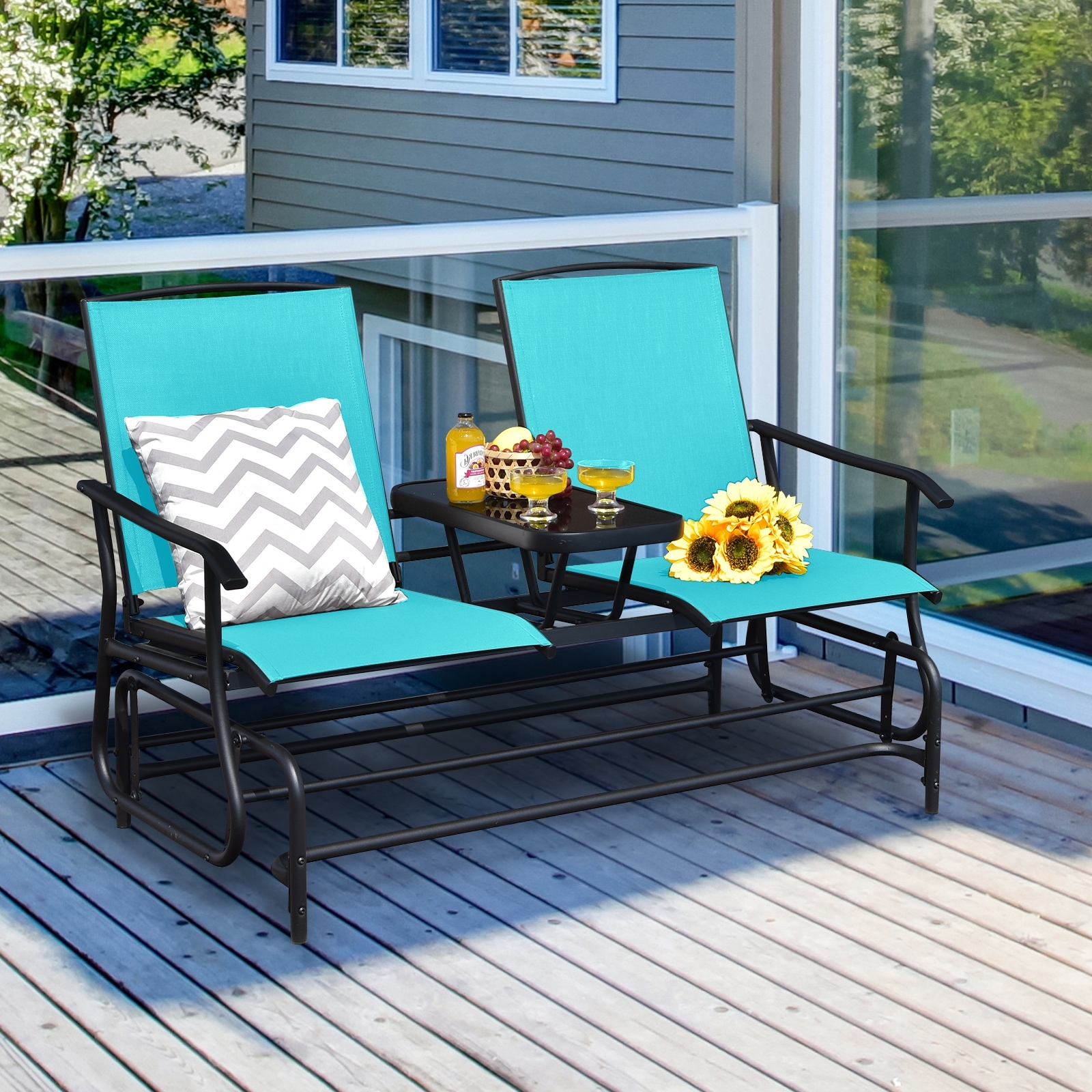 Blue sling 2024 patio chair