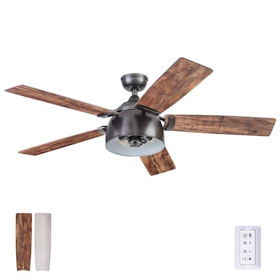 Iron Led Indoor Ceiling Fan, Black And Dark Wood Ceiling Fan