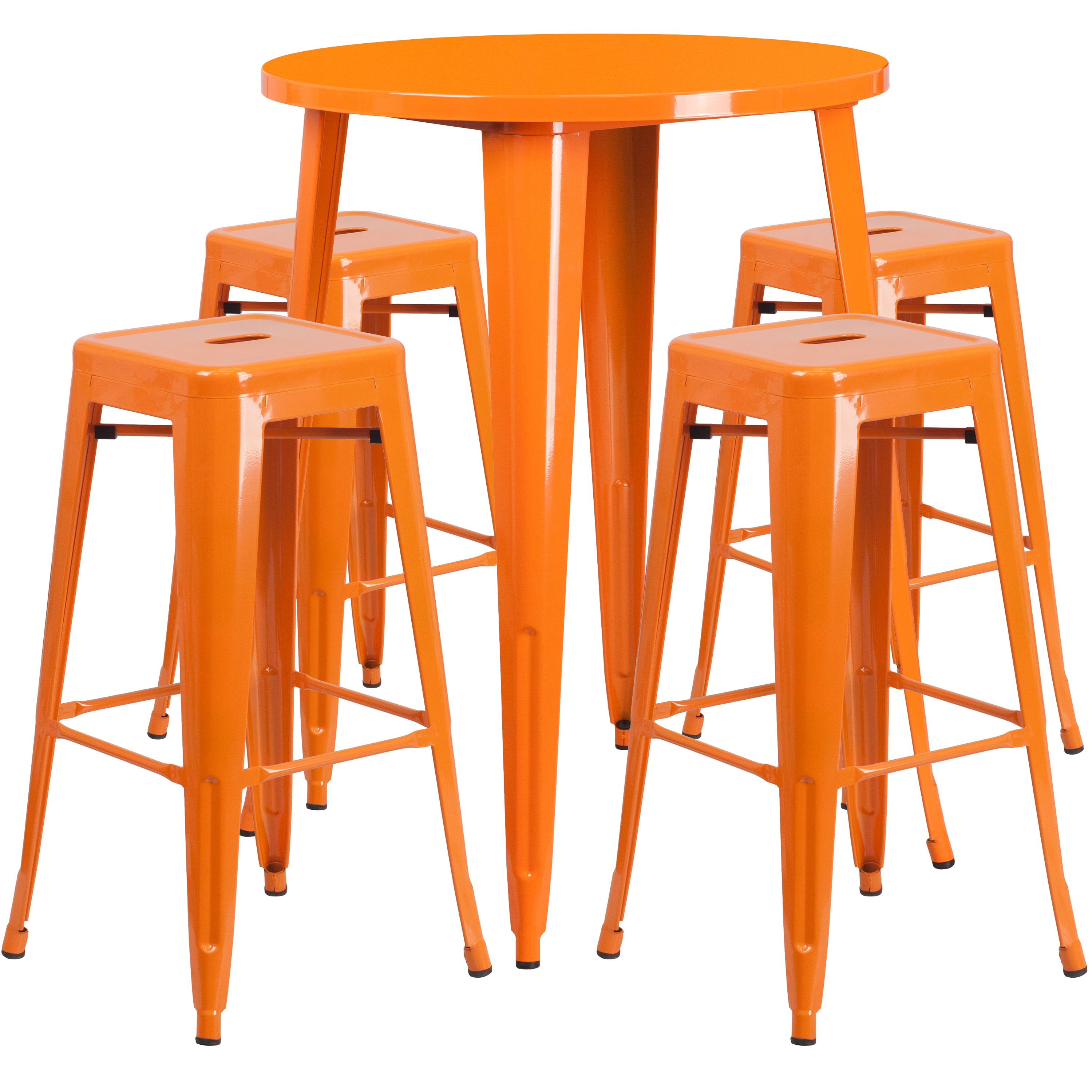 Flash Furniture 889142083092 Orange Contemporary/Modern Dining Room Set with Round Table (Seats 4)