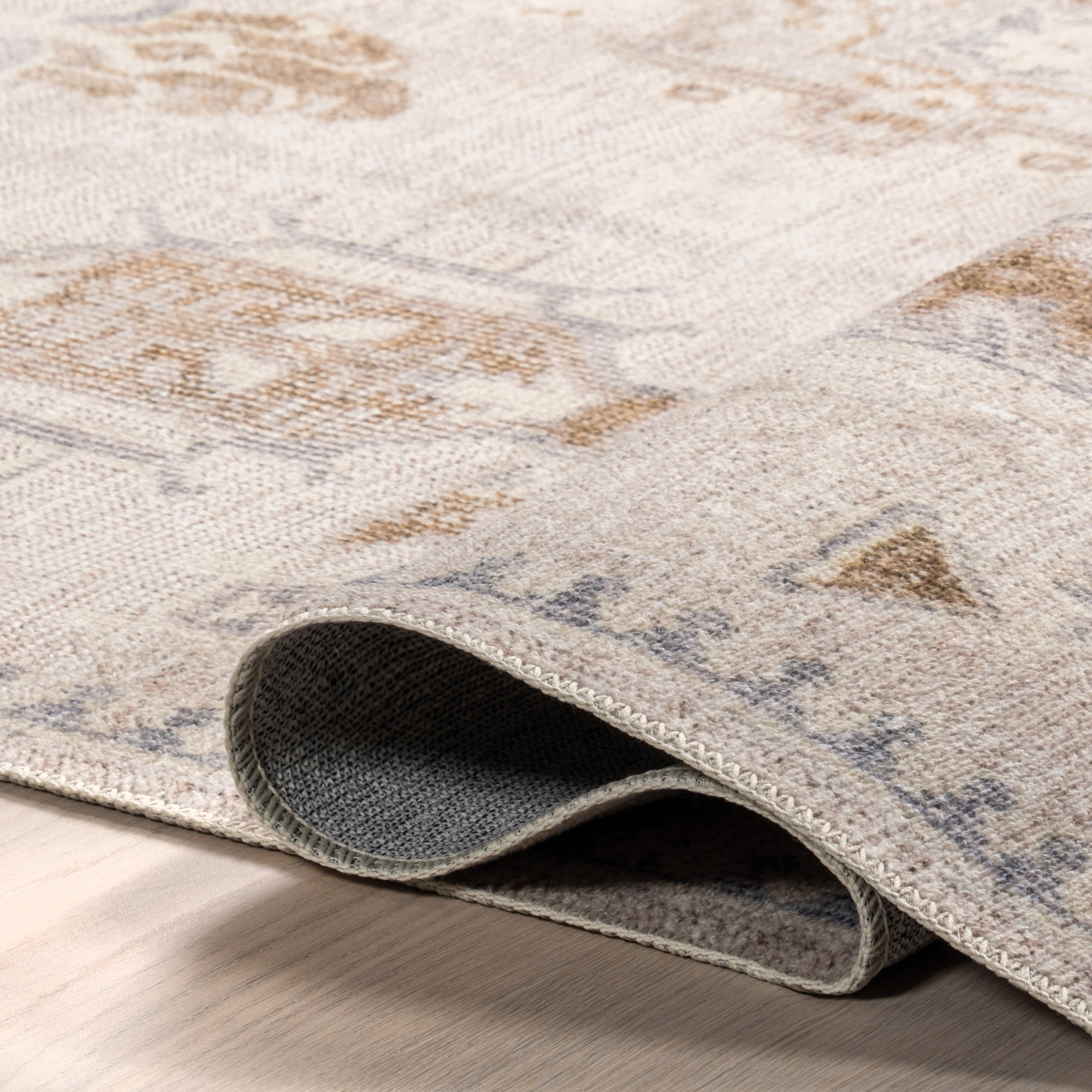 EasyCare 18" Square Beige Synthetic Stain-Resistant Accent Rug