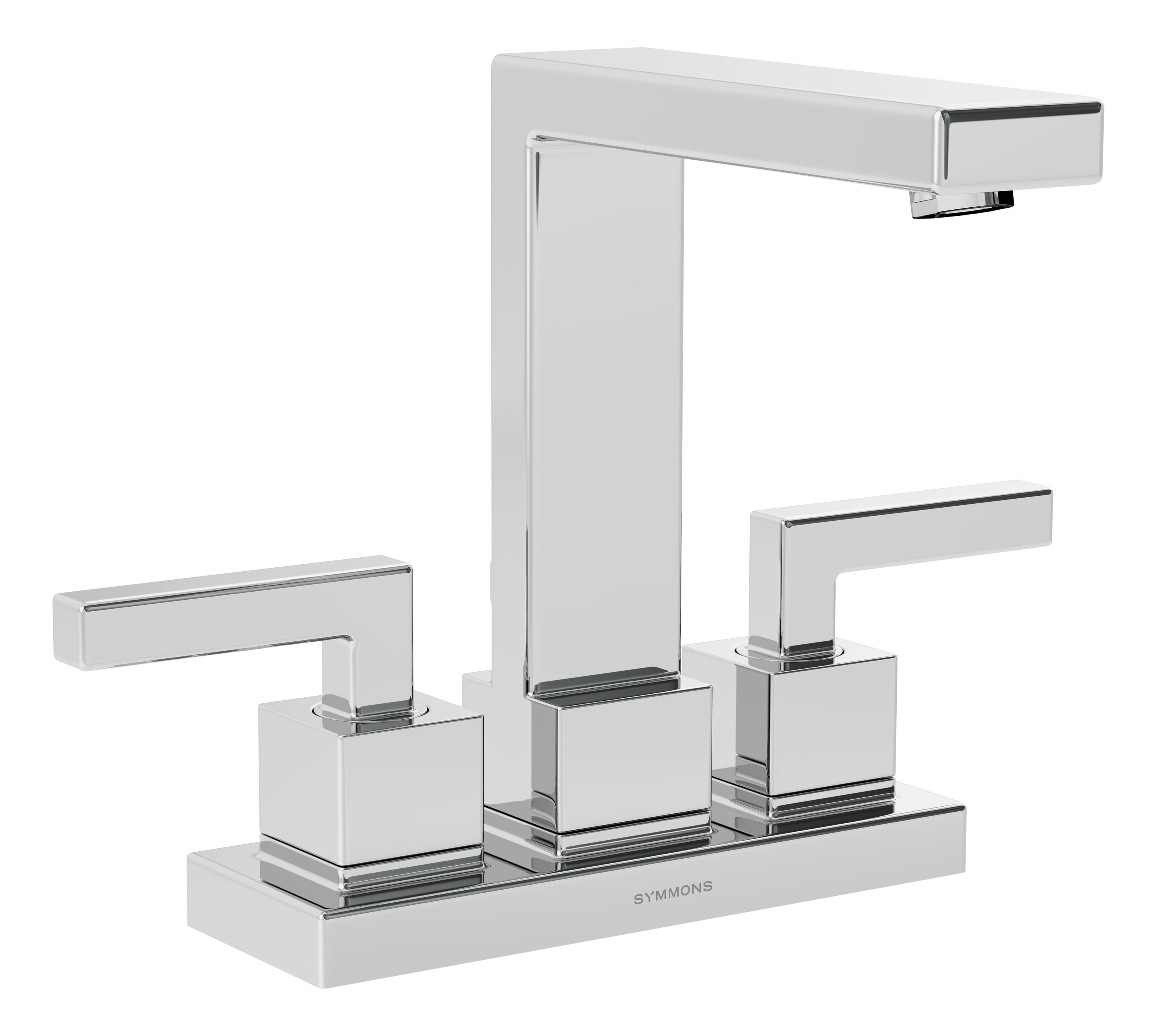 Symmons SLC-3612-1.0 Duro Polished Chrome 4-in centerset 2-handle WaterSense Mid-arc Commercial/Residential Handle Bathroom Sink Faucet with Drain with Deck Plate