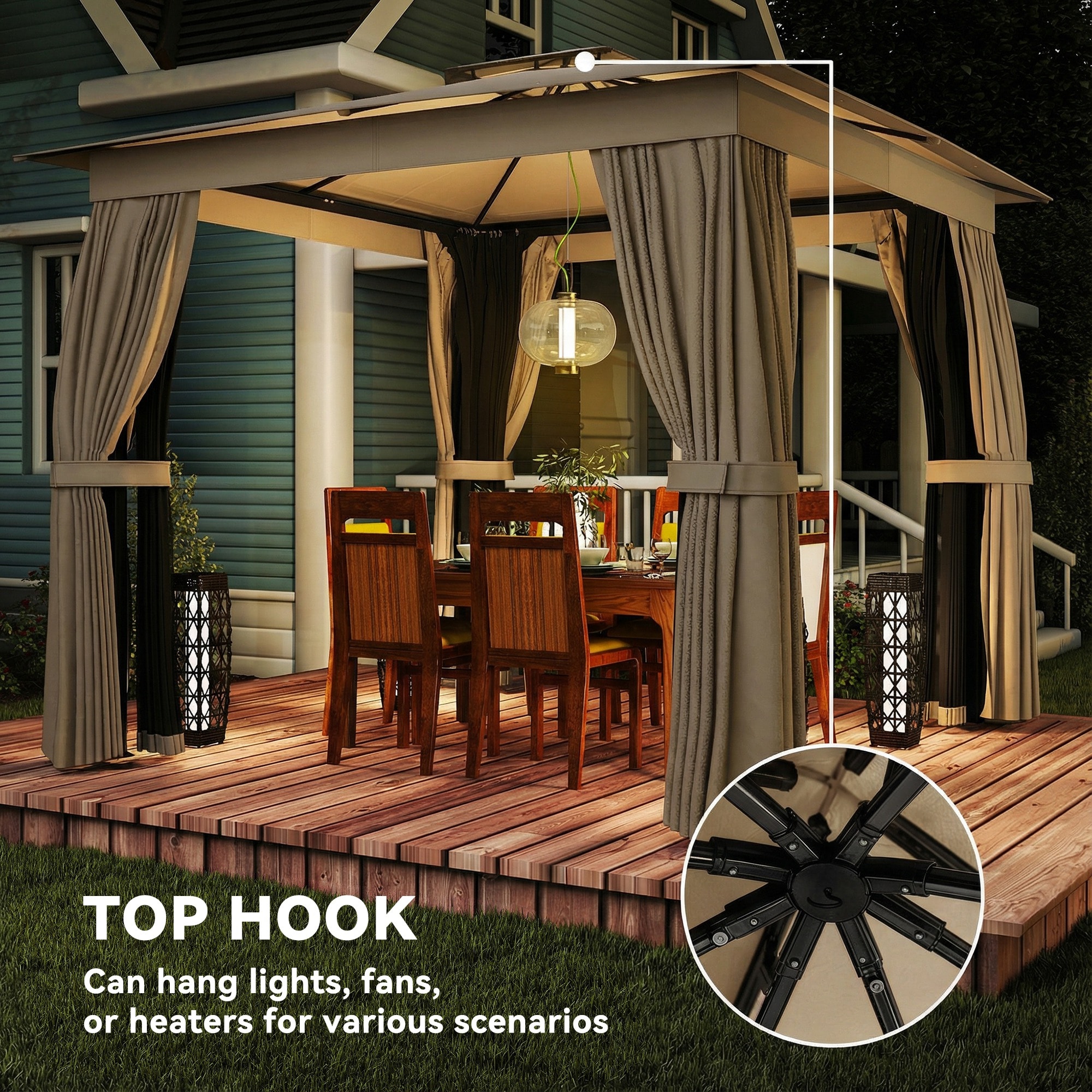 Outsunny 84C-792V00KK Wood-Resin-Gazebos - View #8