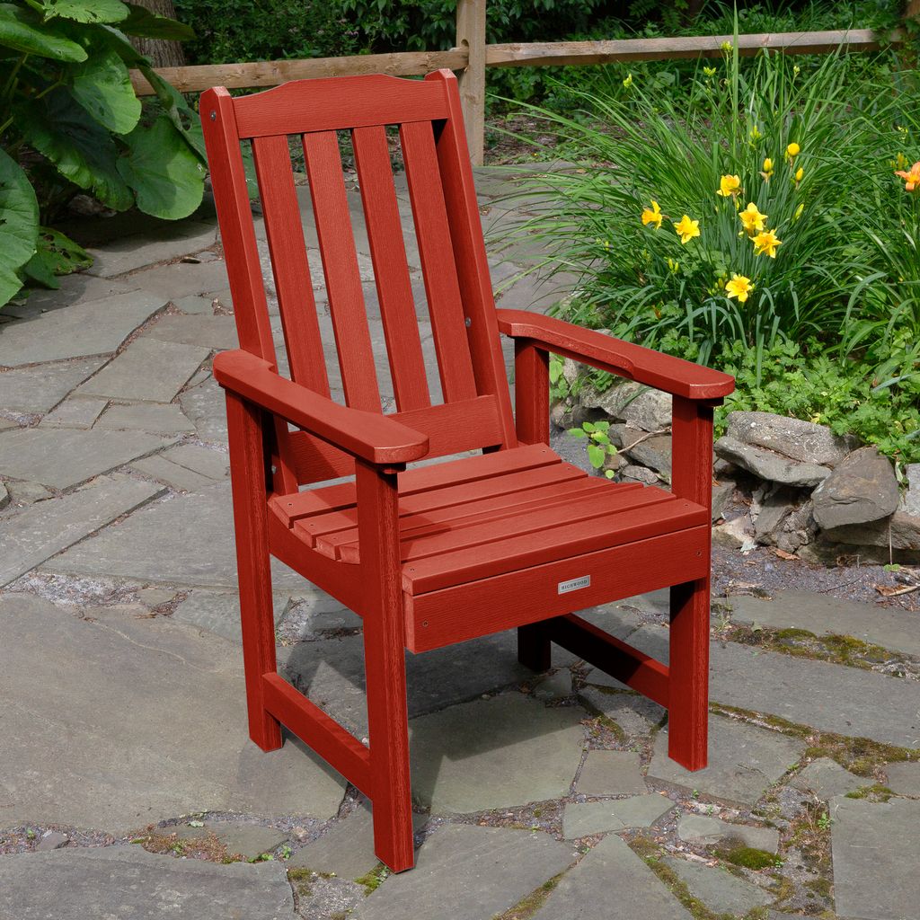 highwood AD-CHDL2-RED The Lehigh Rustic Red Poly-lumber Frame Stationary Dining Chair with Slat Seat