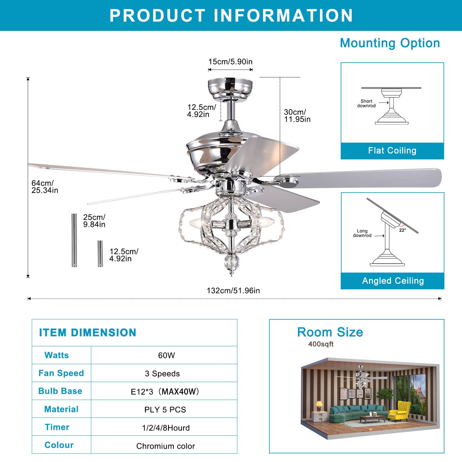 Flynama HEM-L-6042REMO/CH Ceiling-Fans - View #8