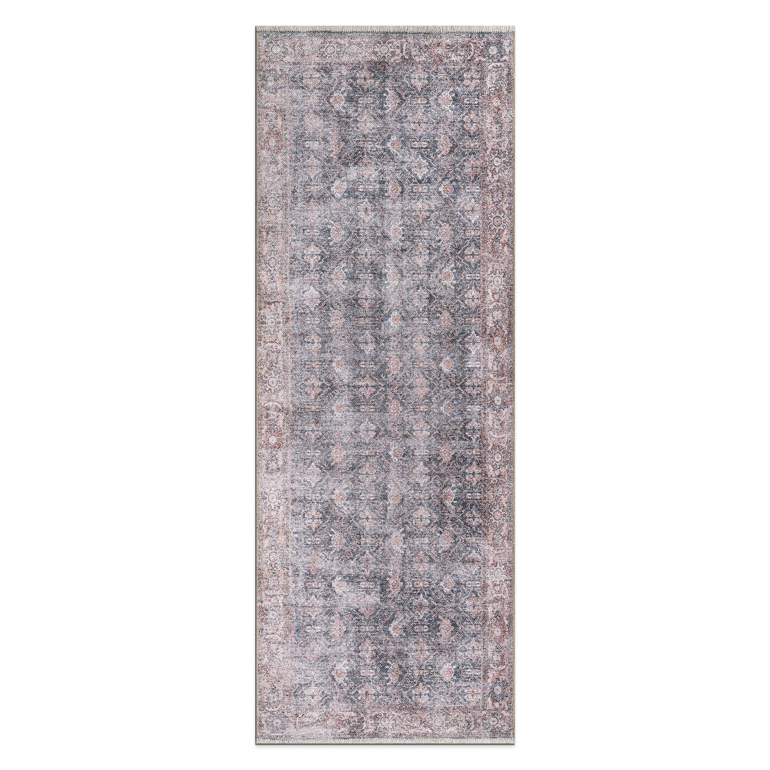 World Rug Gallery 6037CHARCOAL2X7 2 x 7 (ft) Loomed Polyester Charcoal Rectangular Indoor Oriental Machine washable Area rug