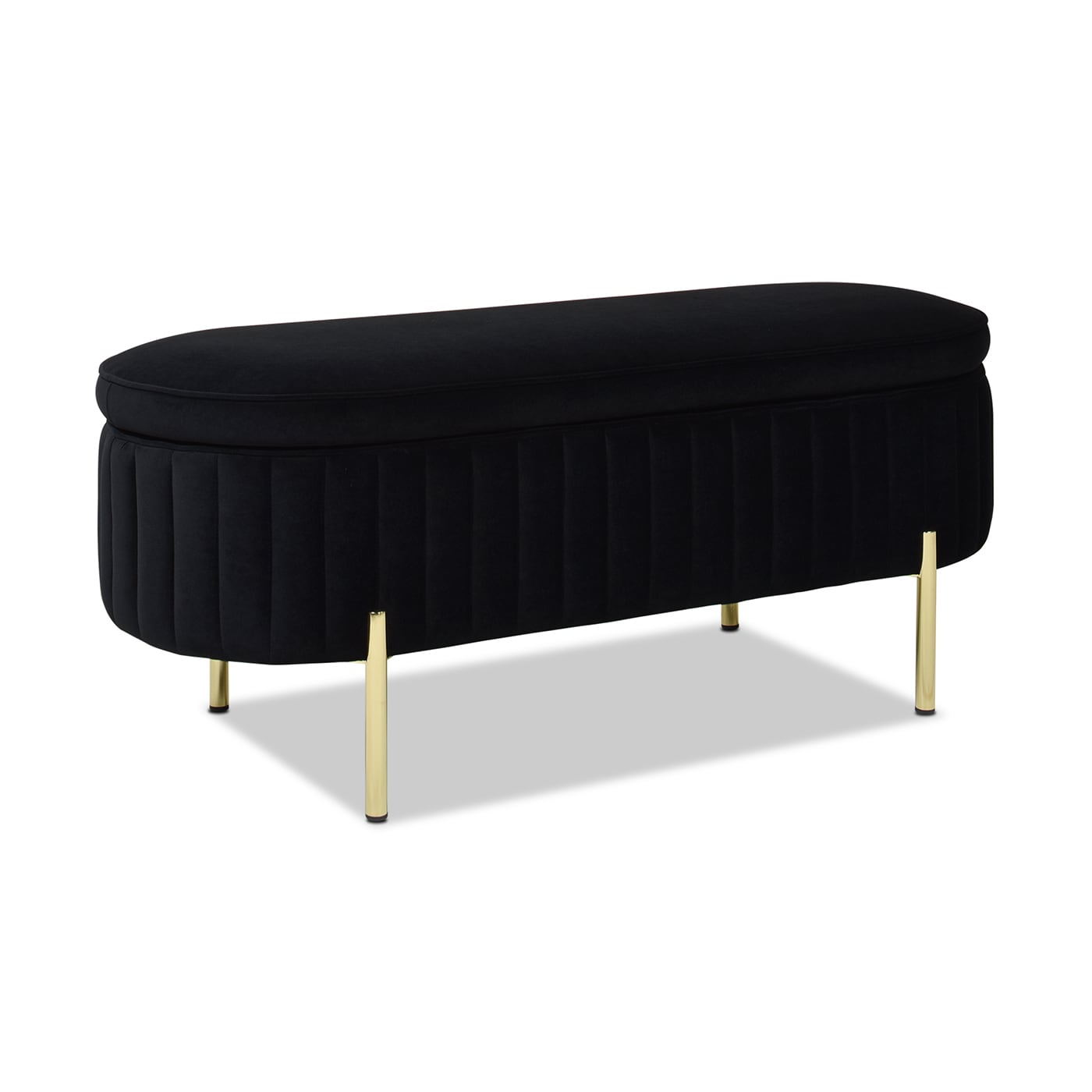 Jennifer Taylor Home S85720-927 Chloe Modern Anthracite Black Velvet Storage Bench with Storage 48.5-in x 19-in x 19.5-in