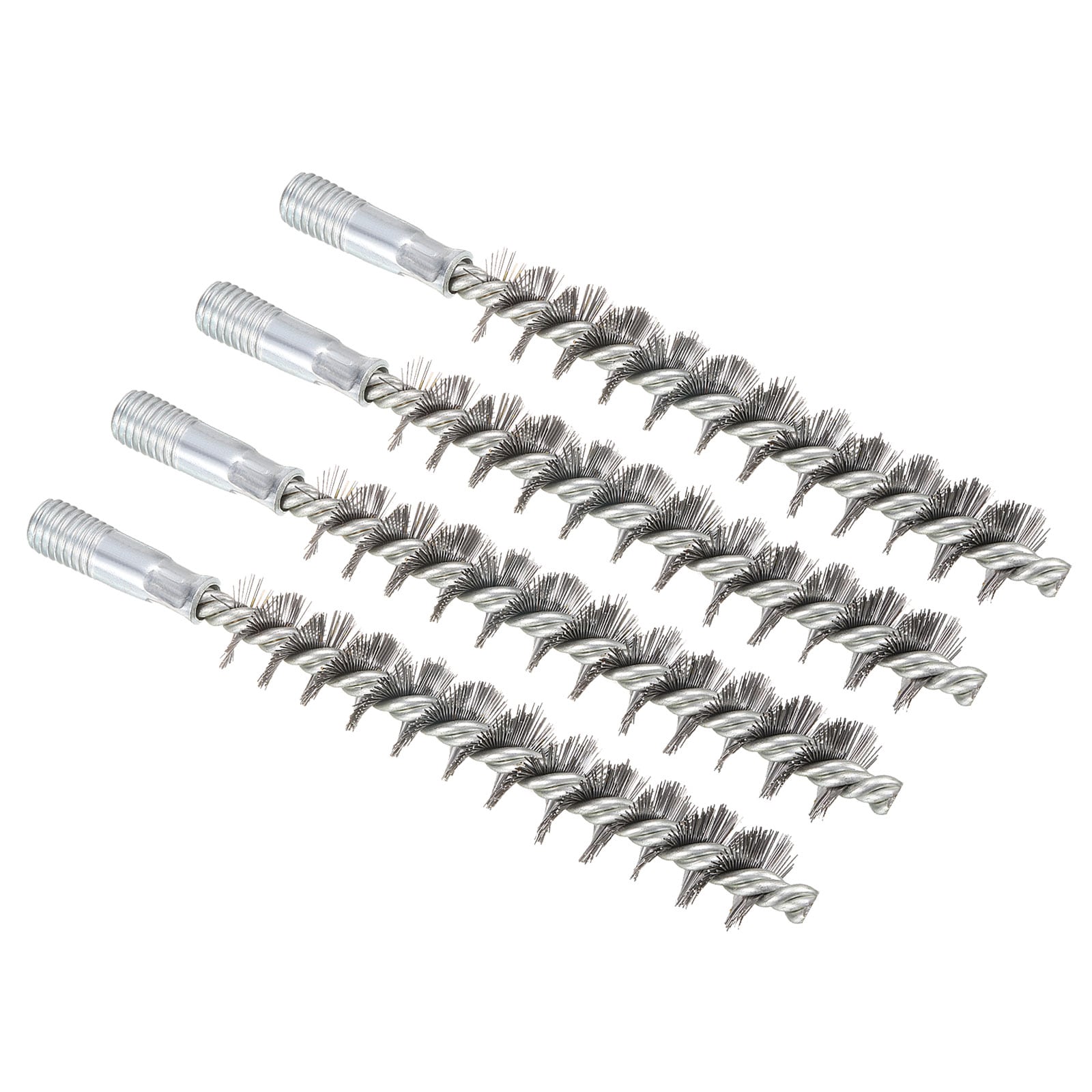 PATIKIL 20mm OD Bore Brush 4pcs Tube Cleaning Brush Steel Wire Chimney Cleaning Brush Round Bristles M12 Threaded 170mm Length for Auto Vent Ducts Chimney Fireplace