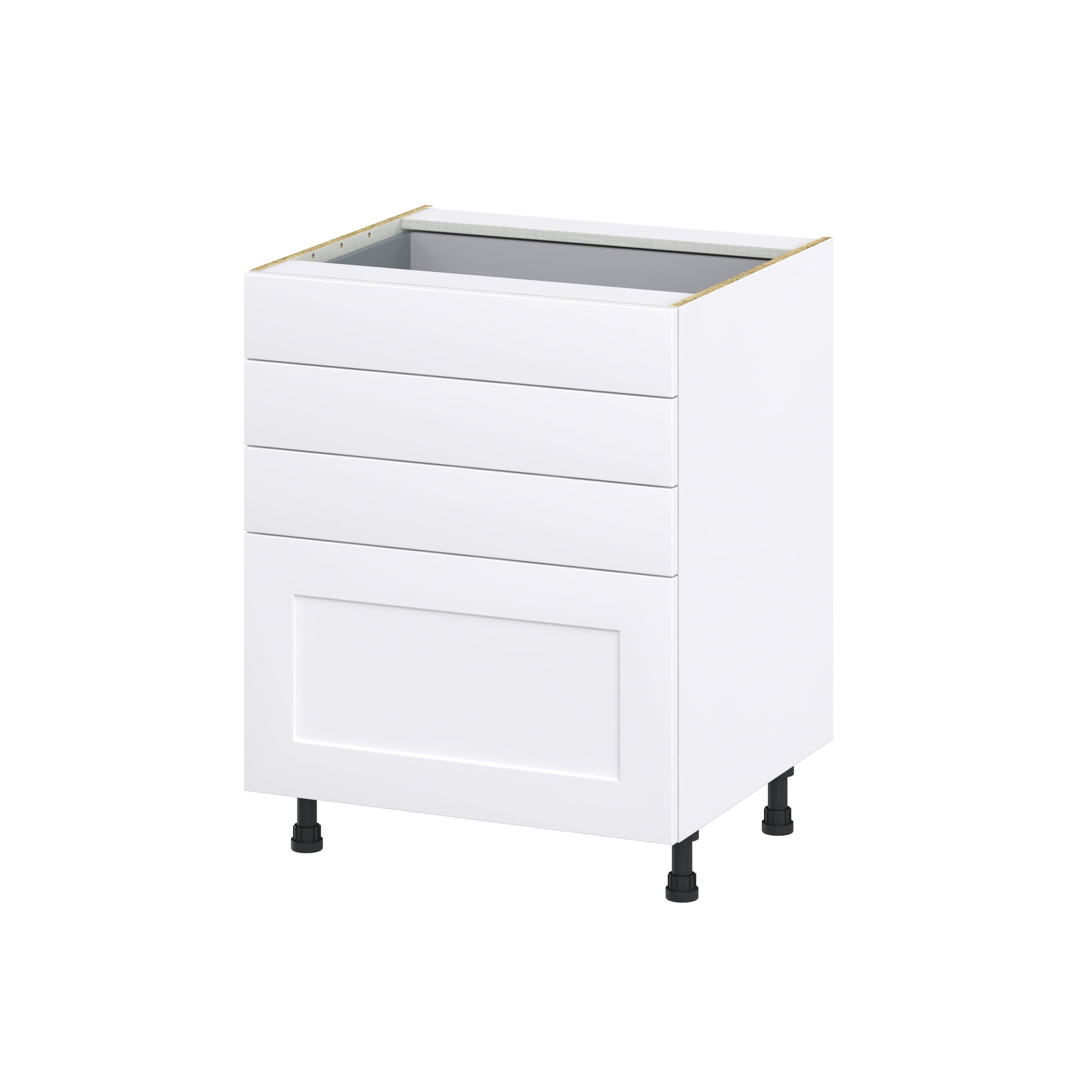 Hugo&Borg Jolie 27-in W x 34.5-in H x 24-in D Warm White 4-Drawer Base Fully Assembled Cabinet (Recessed Panel Style)