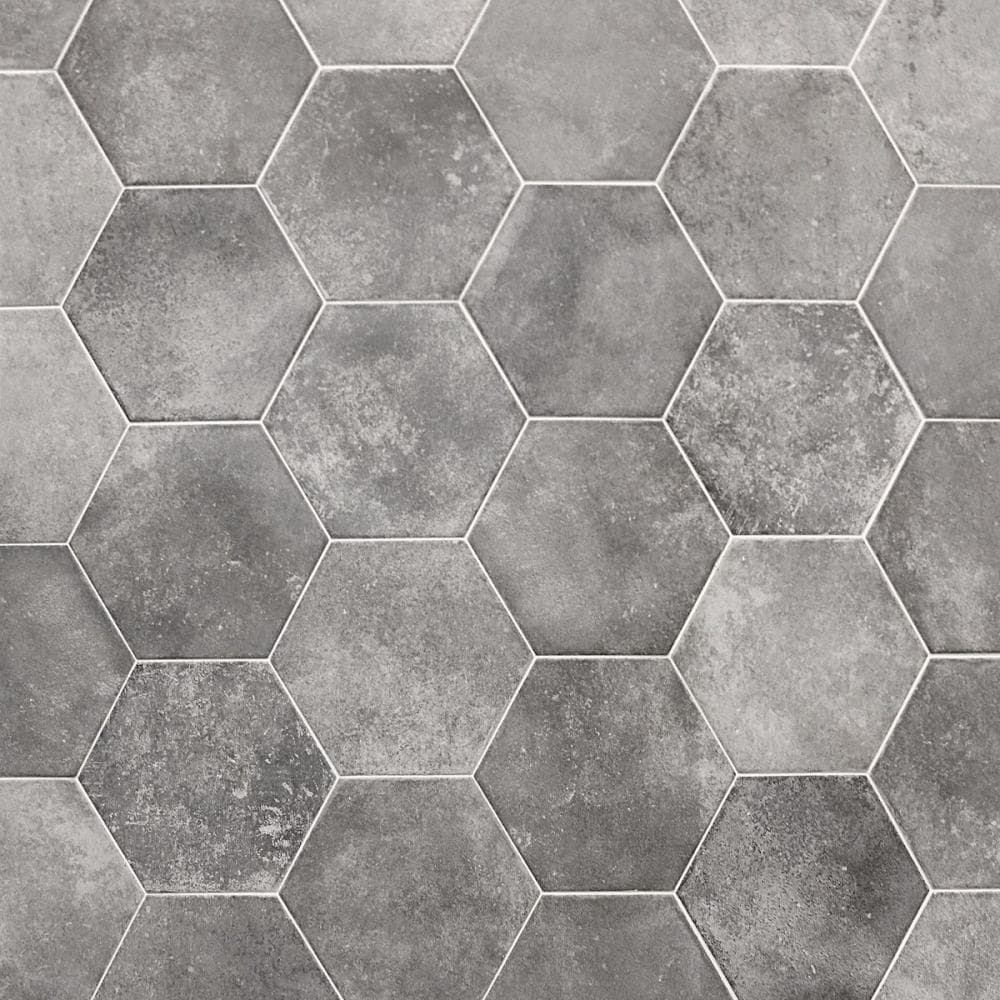 Gray Hexagon Matte Porcelain Floor and Wall Tile