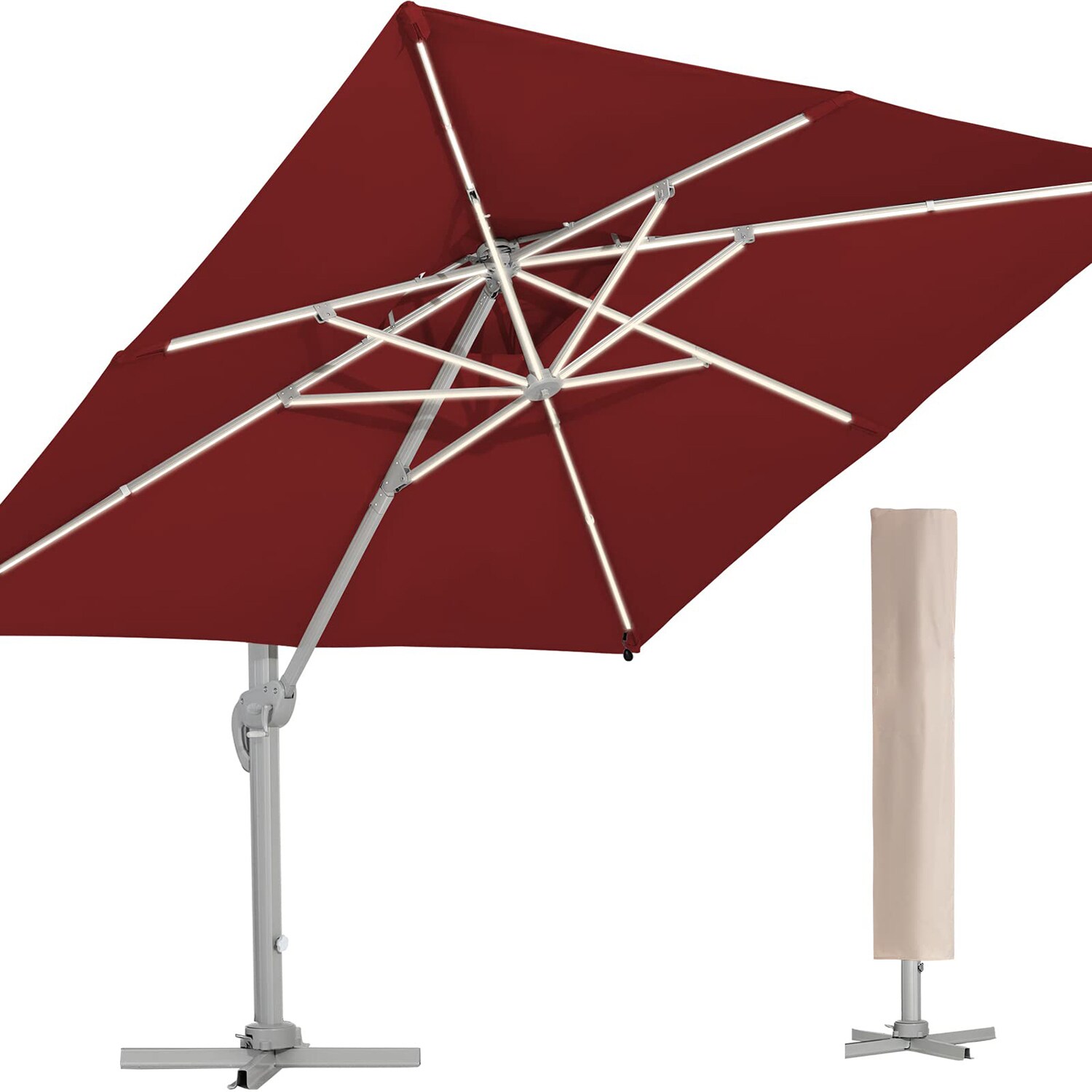 JEAREY 10-ft Aluminum Offset Patio Umbrella In The Patio Umbrellas ...