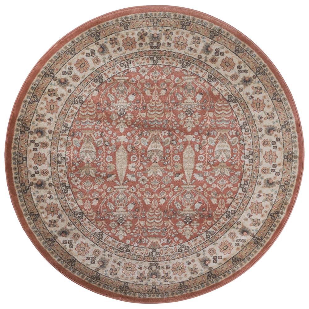 Radici USA 3812/1034/TERRACOTTA Garda 5 x 5 (ft) Polypropylene Terracotta Round Indoor Floral/Botanical Vintage Area rug
