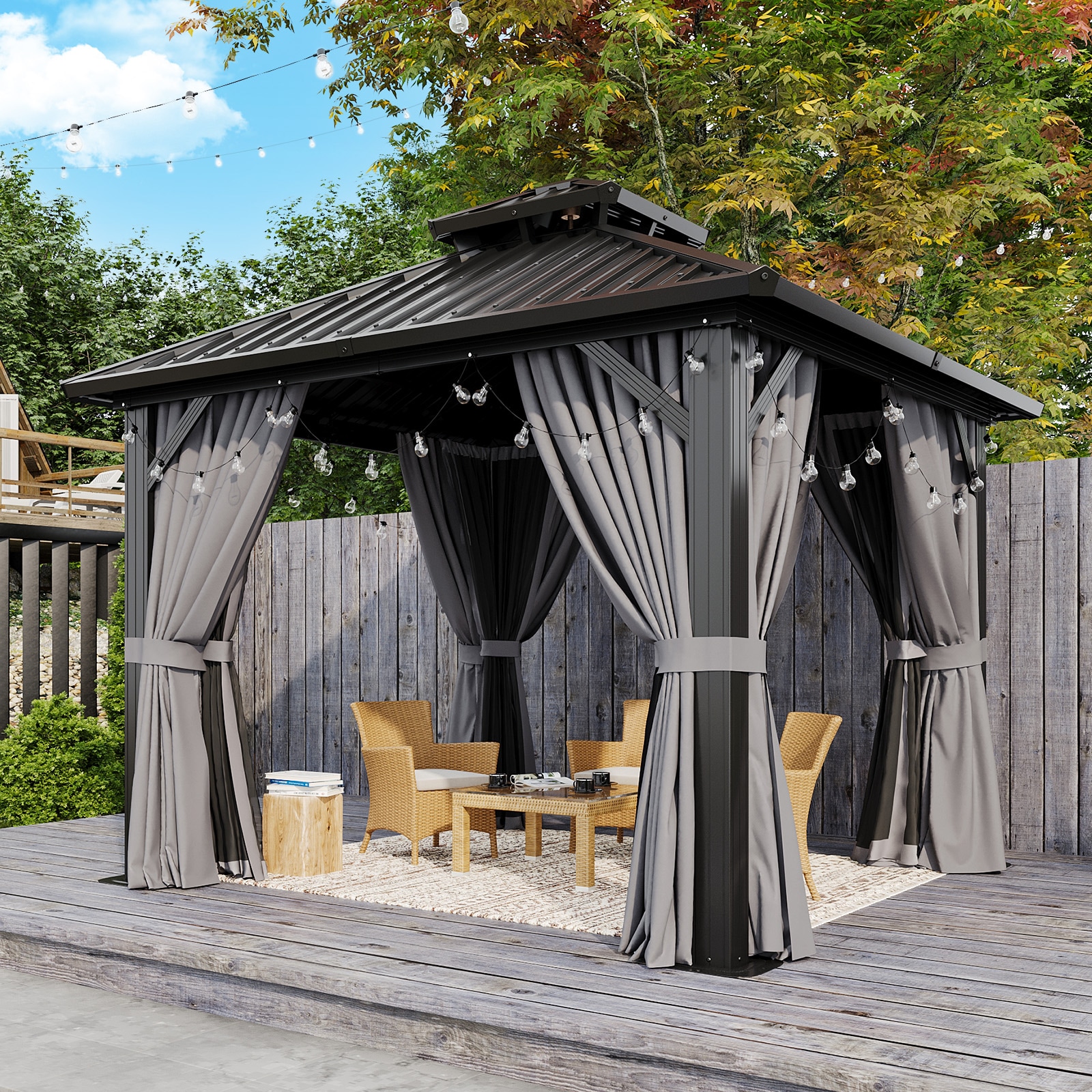 VEIKOUS 12 ft. W x 10 ft. L x 9.4 ft. H Aluminum Double