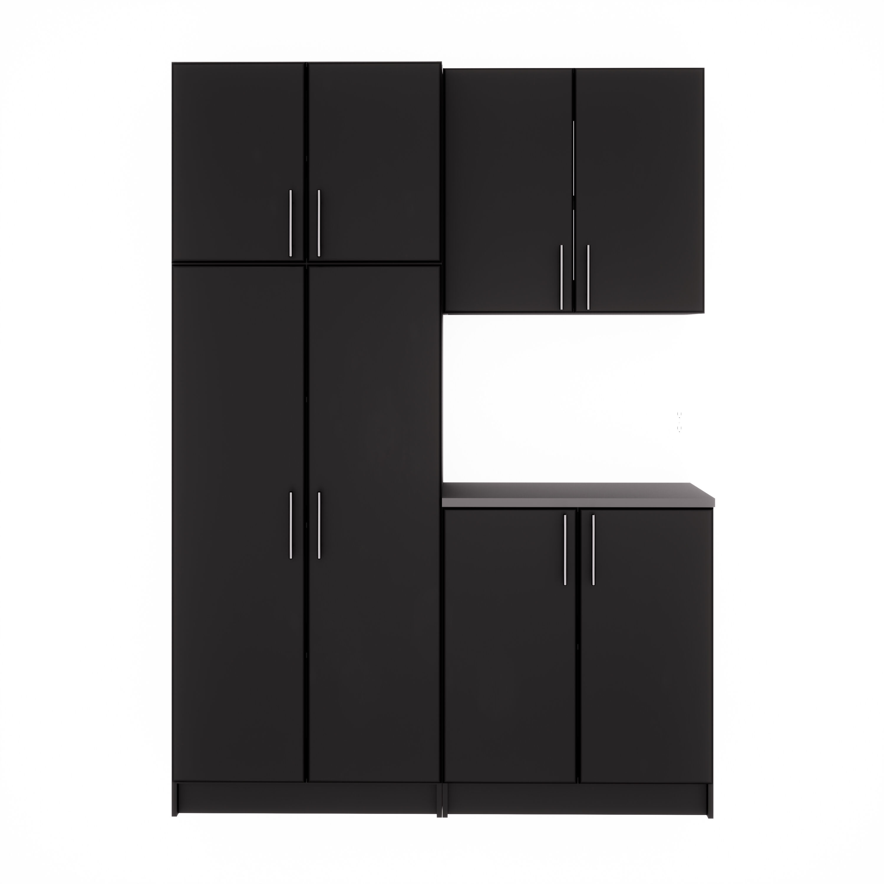 96 Elite with 6 Storage Cabinet Set Black - Prepac