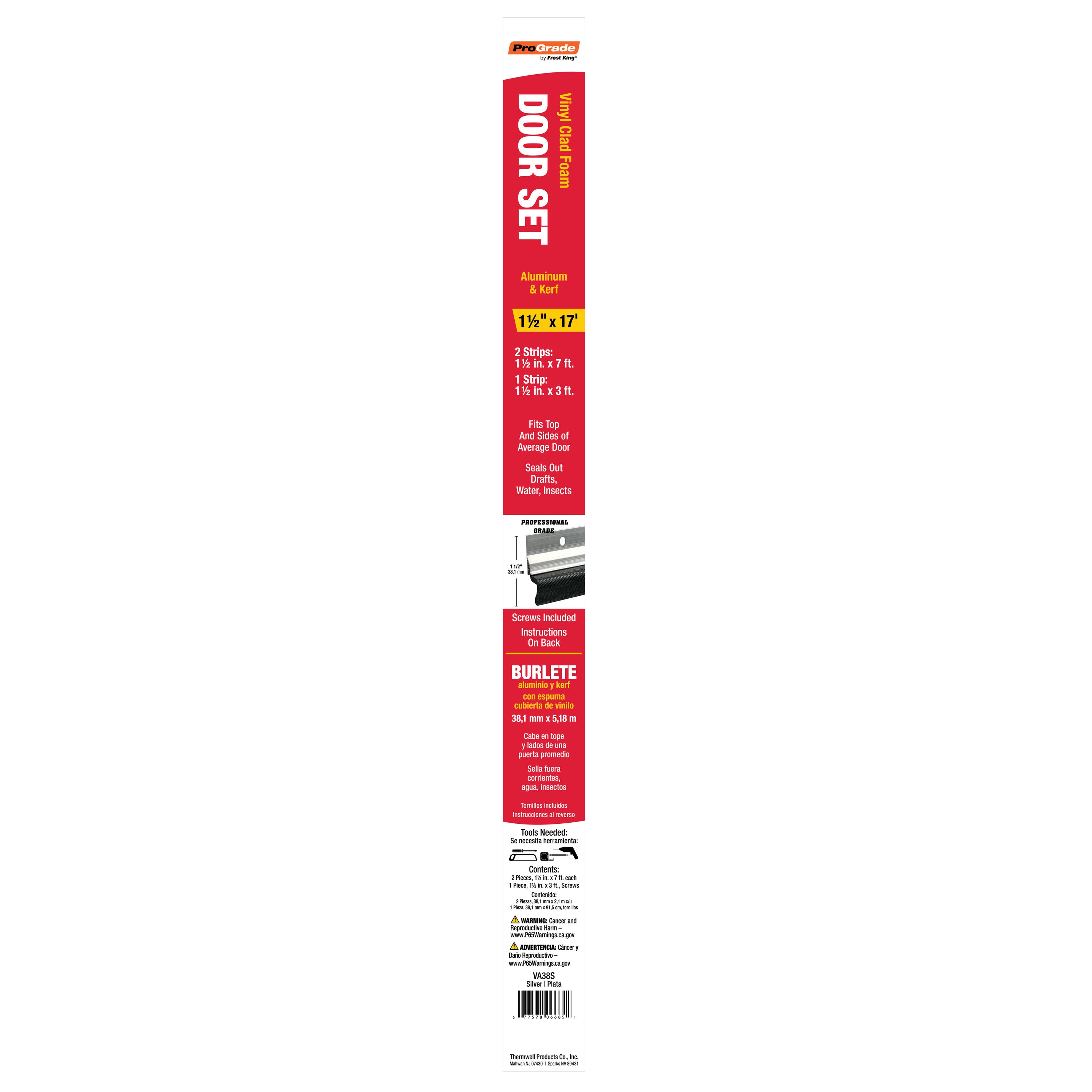 Frost King VA38S 7-ft x 1-1/2-in x 3/4-in Silver Aluminum/Foam Door Weatherstrip