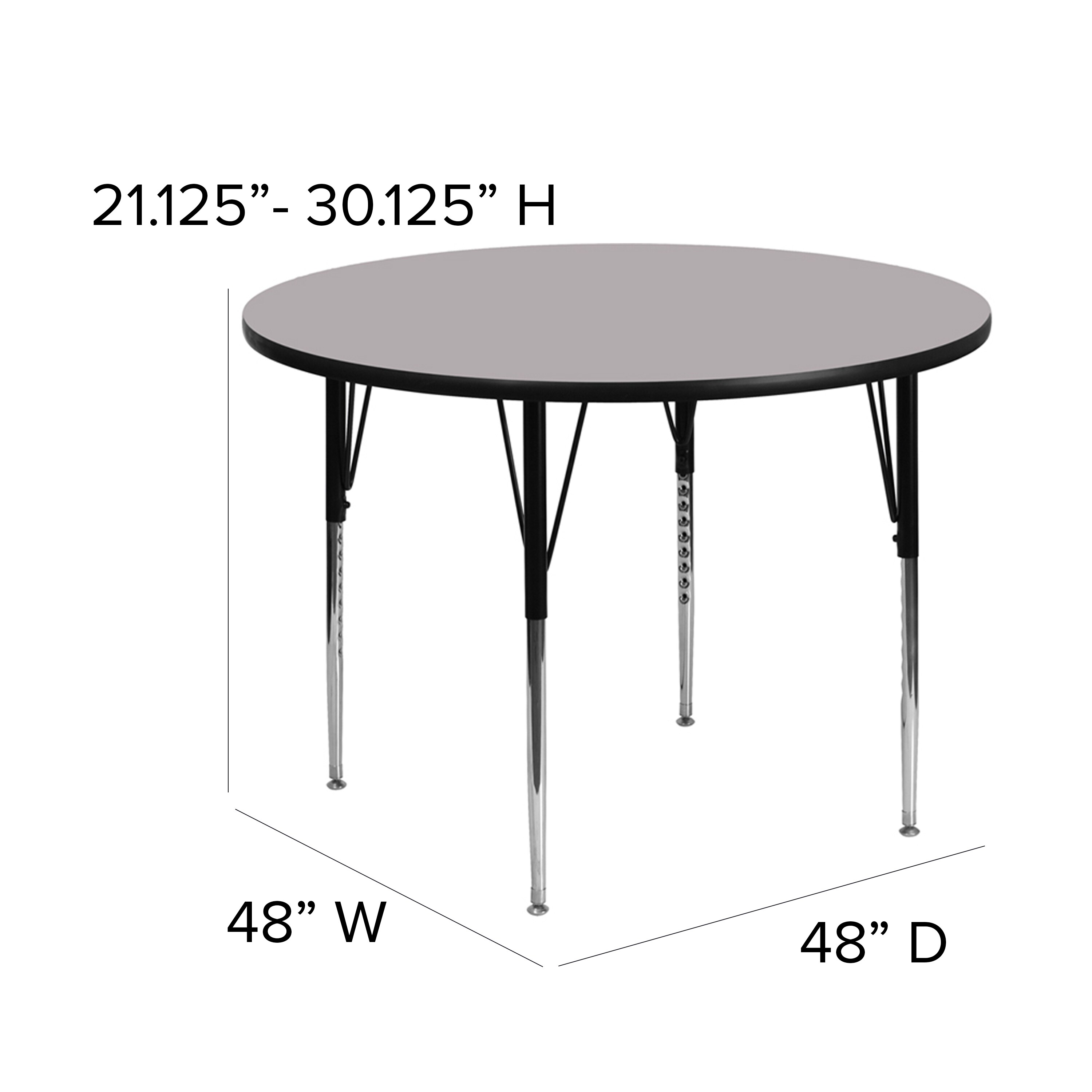 Goddard 48'' Round Gray Thermal Laminate Multi-Use Activity Table
