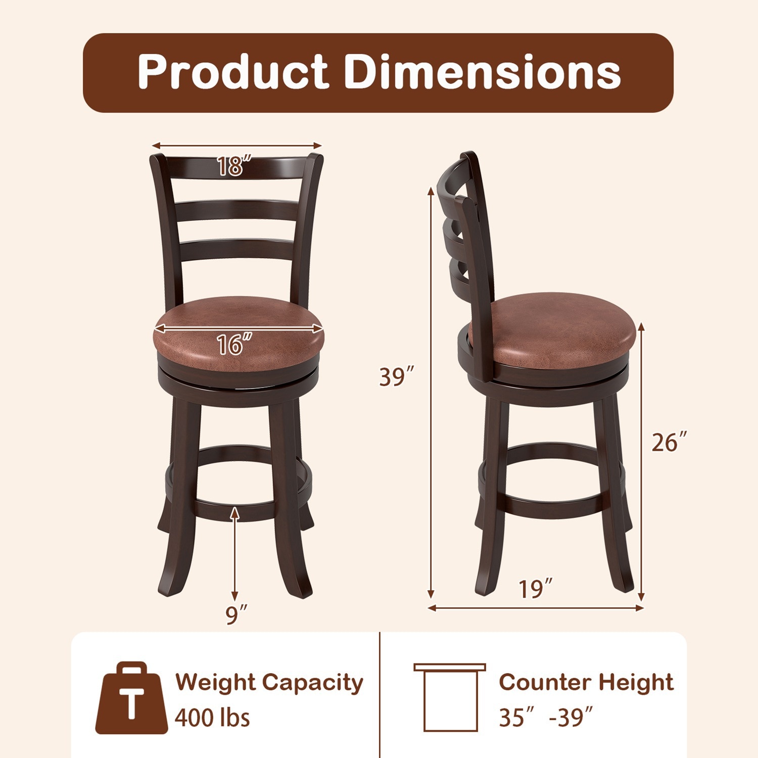 Costway CSHY001828 stools - View #3