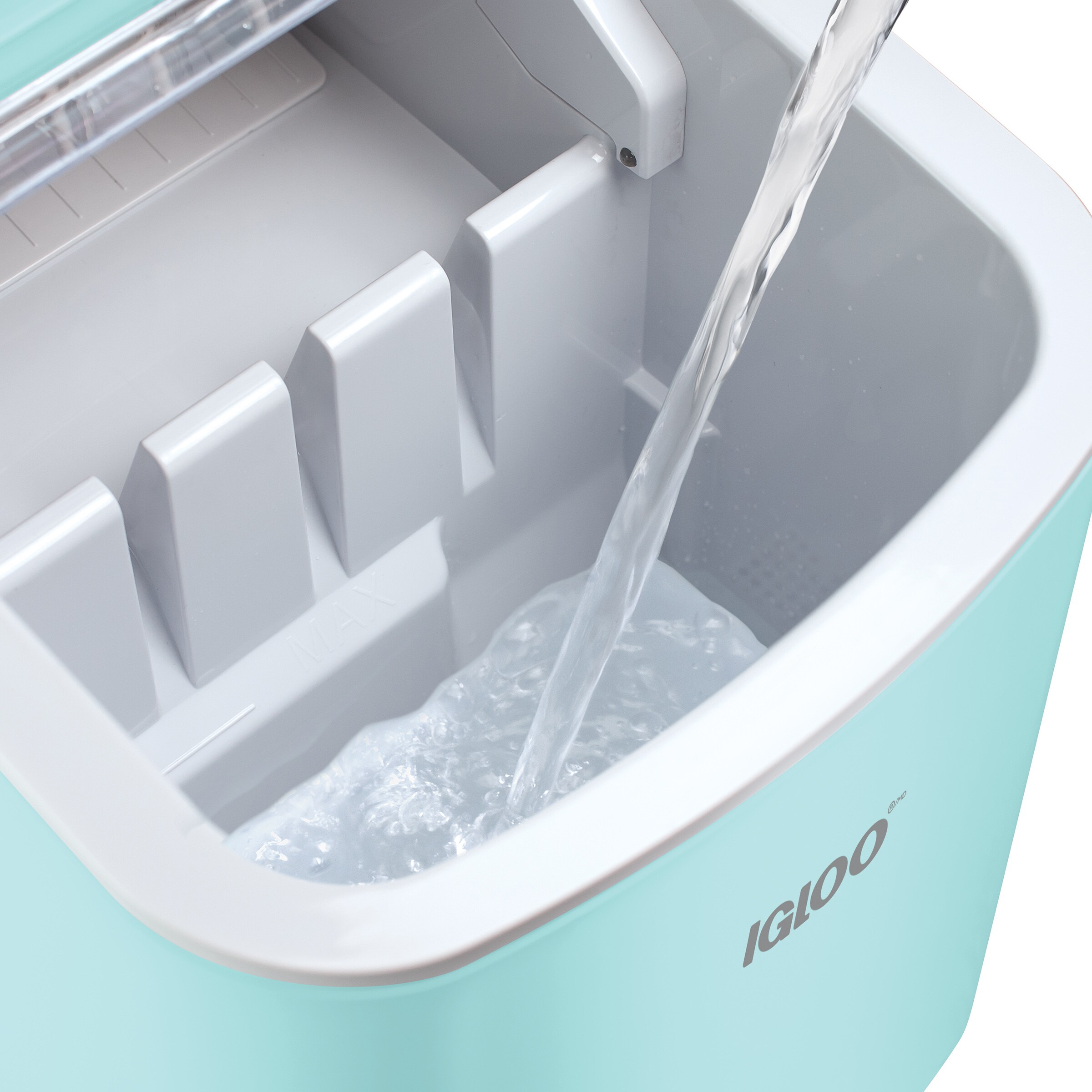 Igloo 26-lb Flip-up Door Countertop Cubed Ice Maker (Aqua) in the Ice