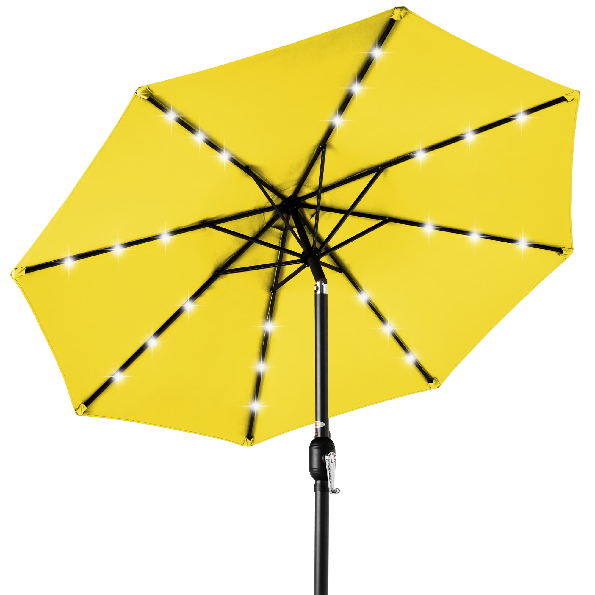 Best Choice Products SKY4044 10ft Solar LED Lighted Patio Umbrella w/ Tilt Adjustment UV-Resistant Fabric - Yellow