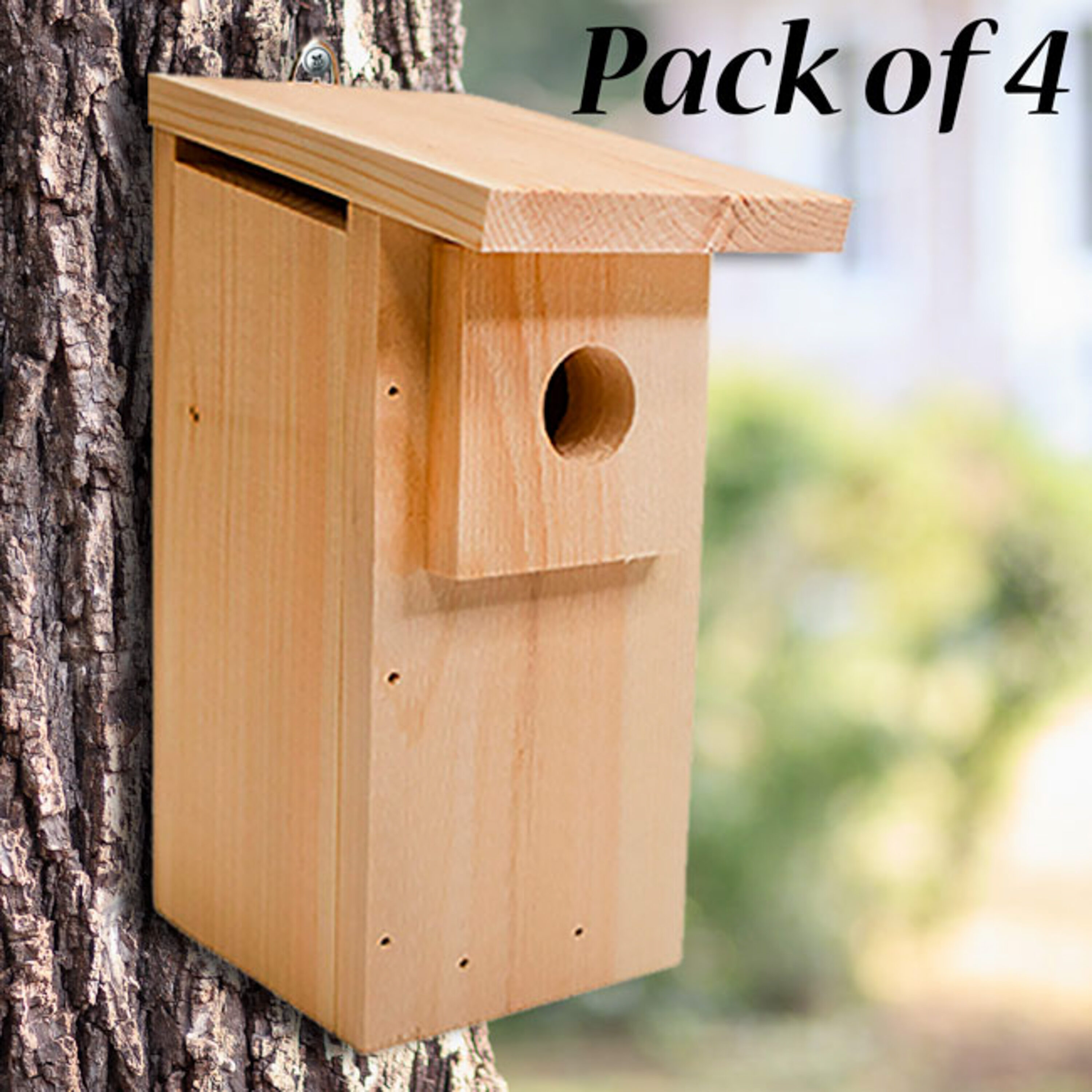 Coveside Conservation COV-31005-CP4 11.75-Inches H Natural Wood Chickadees Bird house accessories Predator Proof Bird House