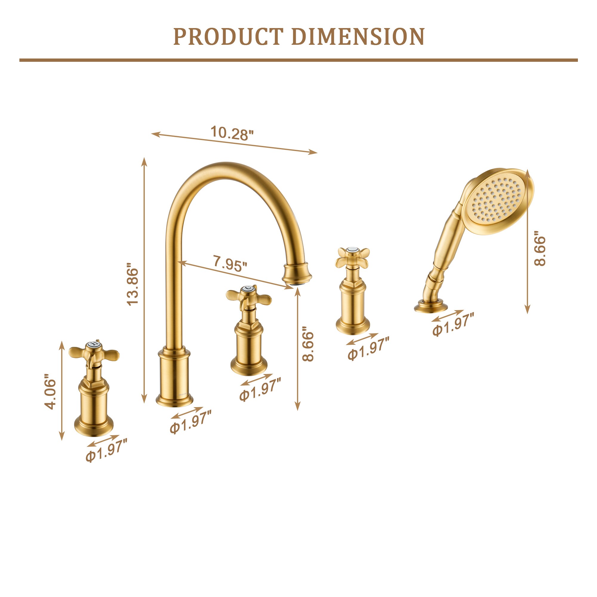 CASAINC BR02005DMBG Roman-Tub-Faucets - View #6