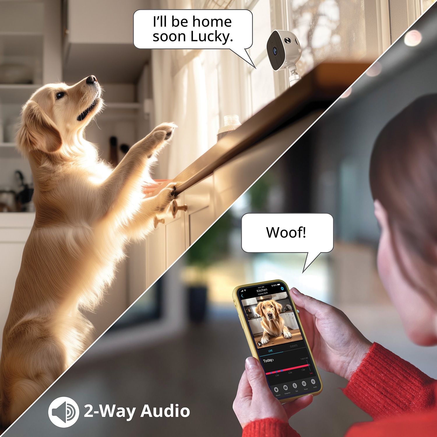 White Wireless Indoor Security Camera with Night Vision and Audio