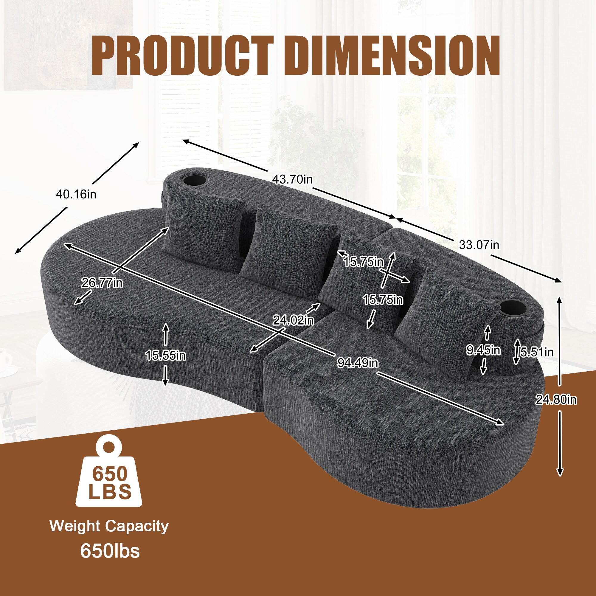 Tinyhomie LW-Y-OR-9441 Sofas-Loveseats - View #6