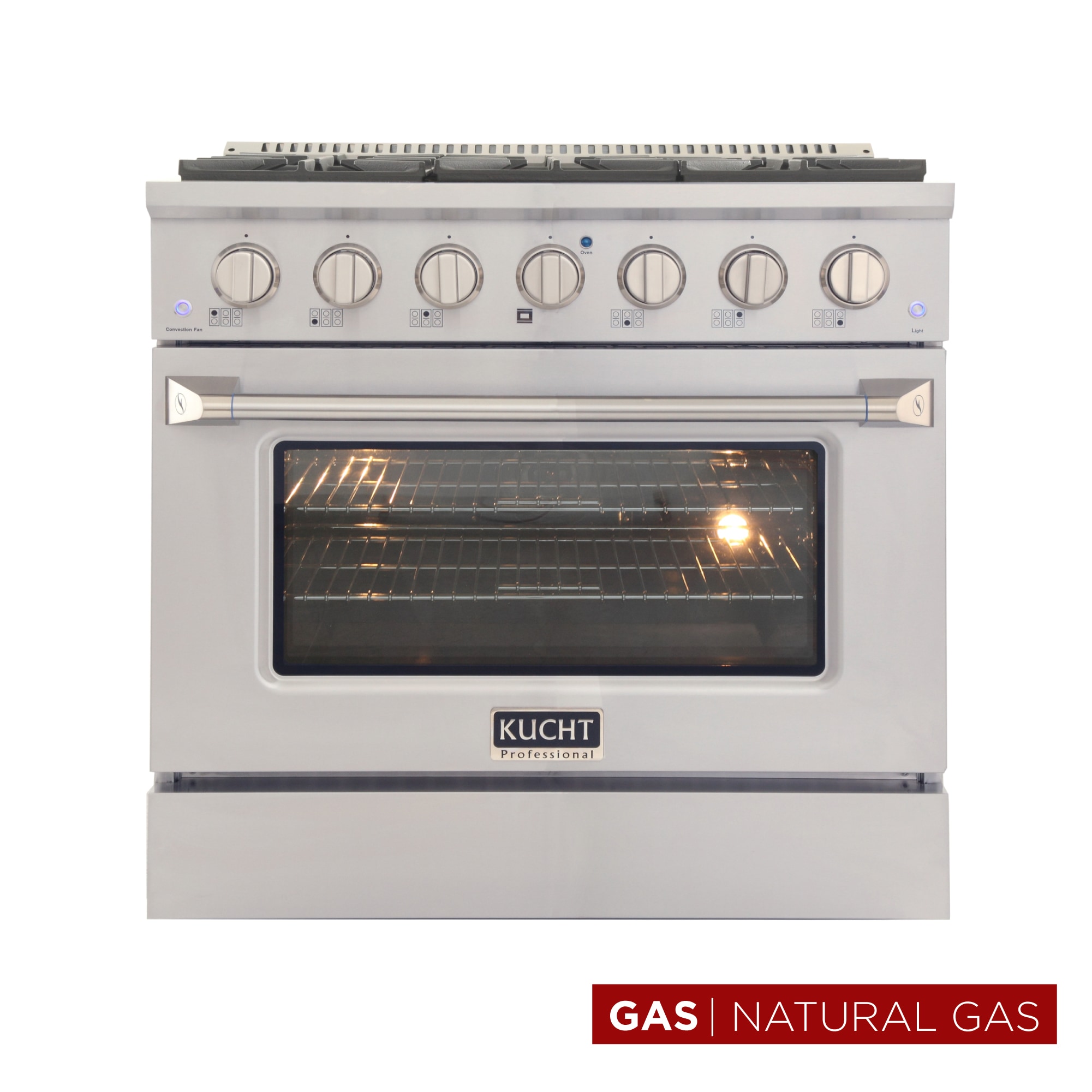 Kucht KNG361-S KNG 36-in 6 burners 5.2-cu ft Convection Oven Freestanding Natural Gas Range ( Silver )