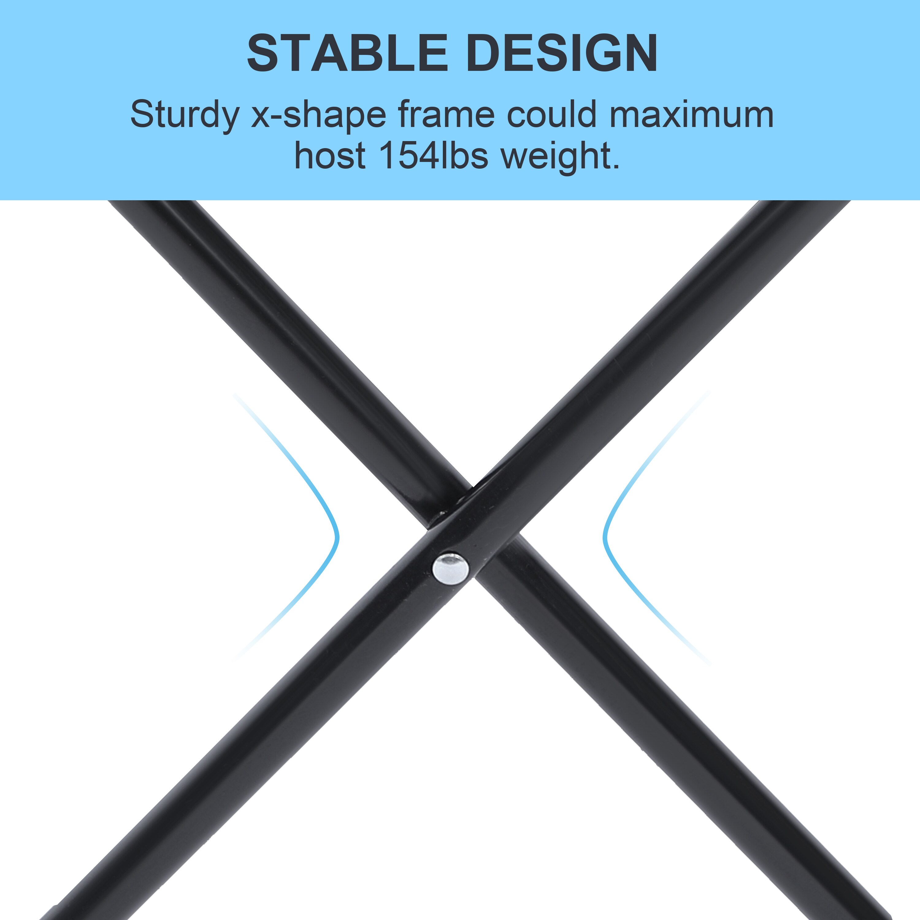 Black Metal Folding Camping Stool with Oxford Cloth Seat
