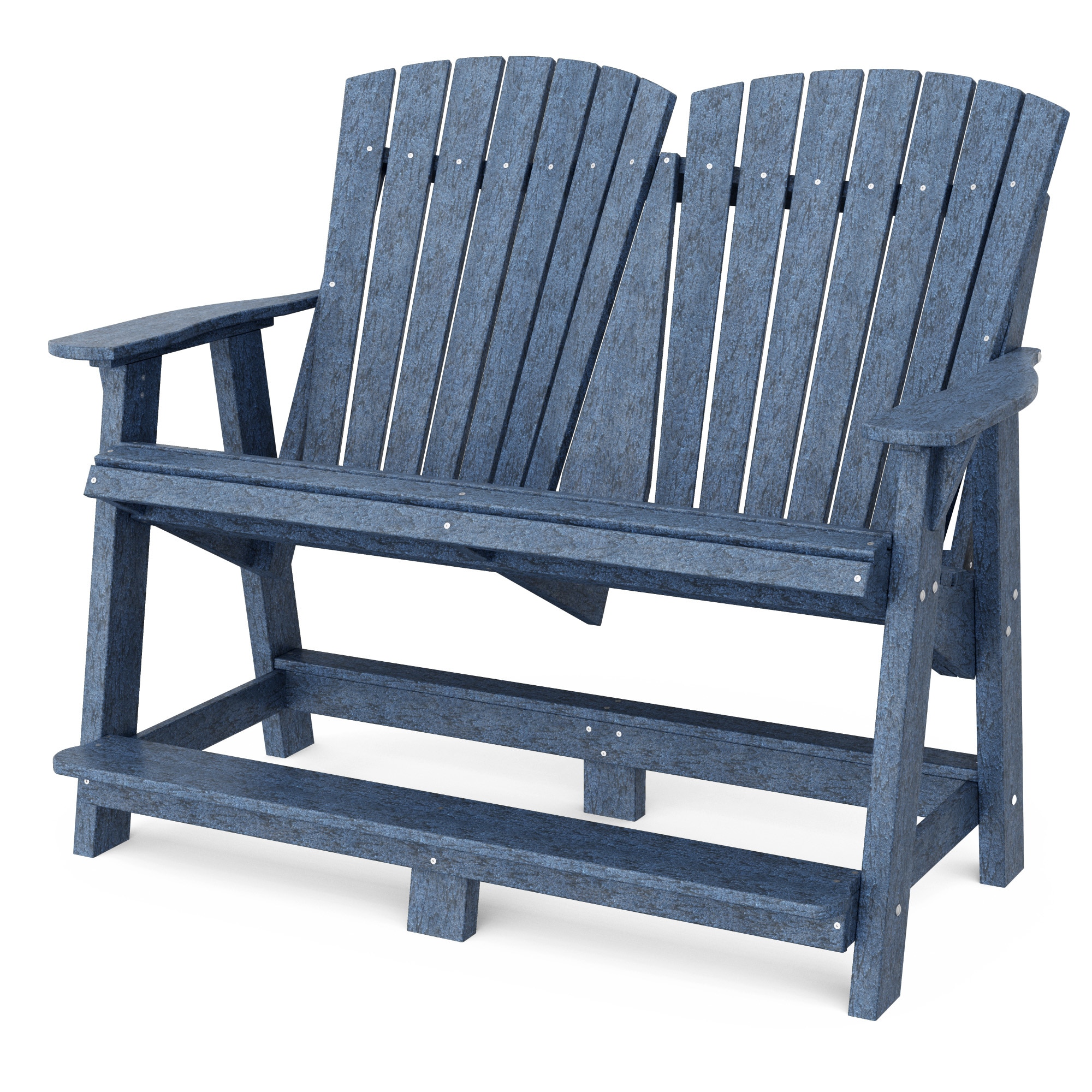 Wildridge LCC-130-PB Heritage Double High Patriot Blue HDPE Frame Stationary Adirondack Chair with Slat Seat