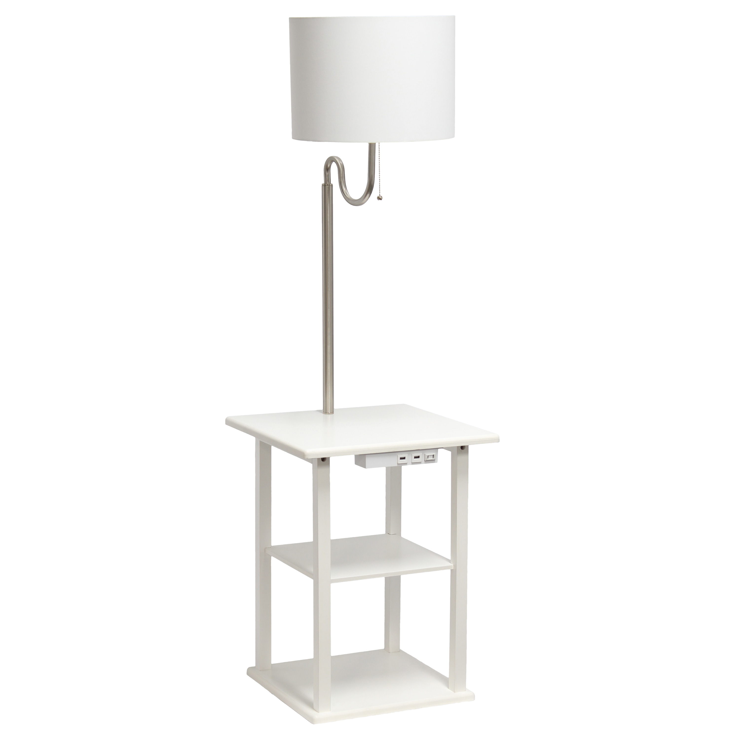 Simple Designs LF2016-WHT 57-in White Standard Floor Lamp with Fabric Shade